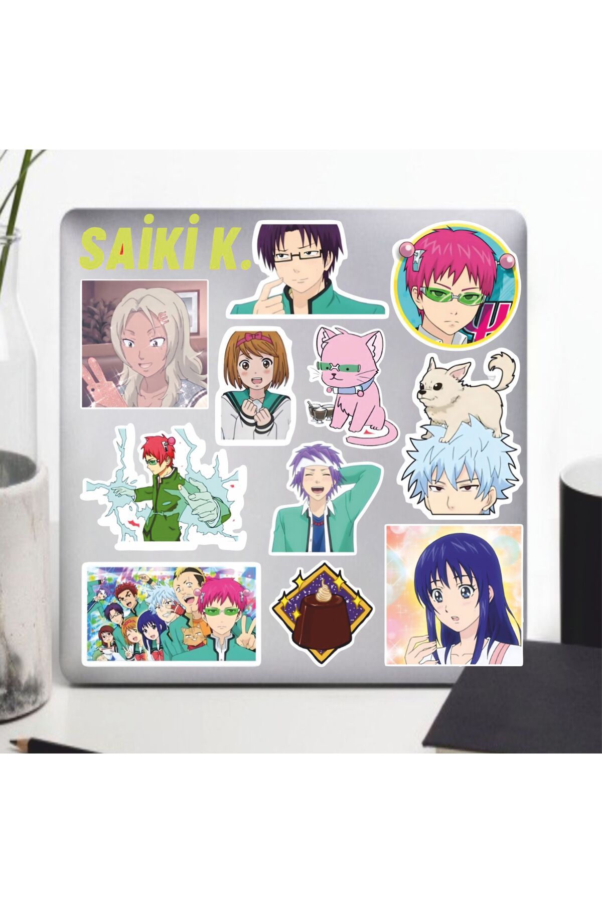 hediyenebak Saiki K. Sticker Seti | Laptop Ajanda Pc Tablet Telefon Defter Etiket Bullet Journal
