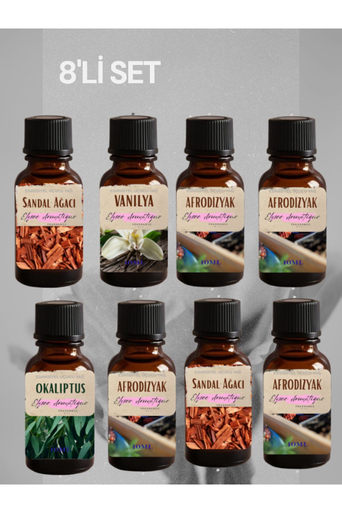 Elysee Aromatique 8'li Set Esansiyel Uçucu Koku Yağı Difüzör Esansı Buhurdanlık Yağı Aromaterapi Yağı