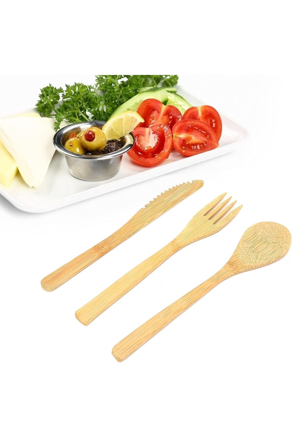 HZL HOME Japon Tarzı Sofra Takımı Ahşap Bambu Çatal Bıçak Kaşık Seti (Çay Kaşığı Hediyeli)