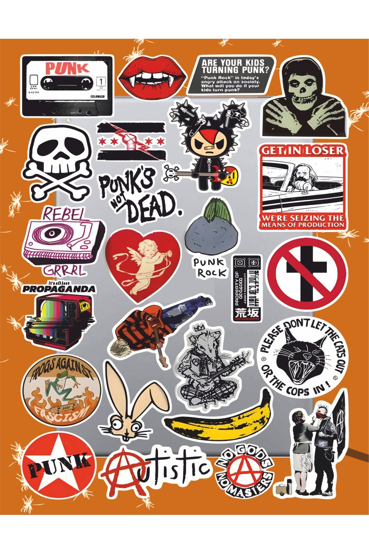 hediyenebak Punk Rock Metal Sticker Seti | Laptop Ajanda Pc Tablet Telefon Defter Etiket Bullet Journal