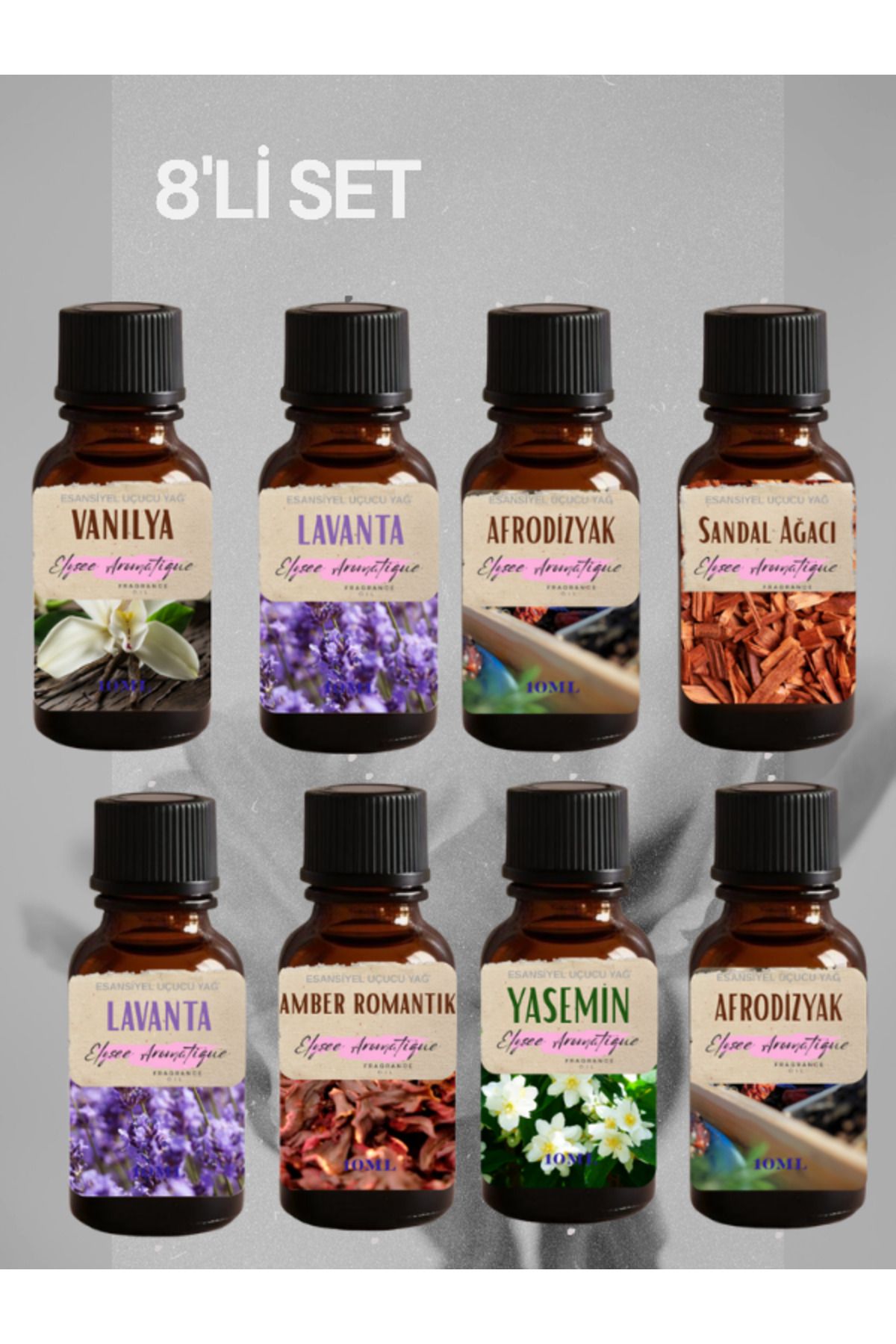Elysee Aromatique 8'li Set Esansiyel Uçucu Koku Yağı Difüzör Esansı Buhurdanlık Yağı Aromaterapi Yağı