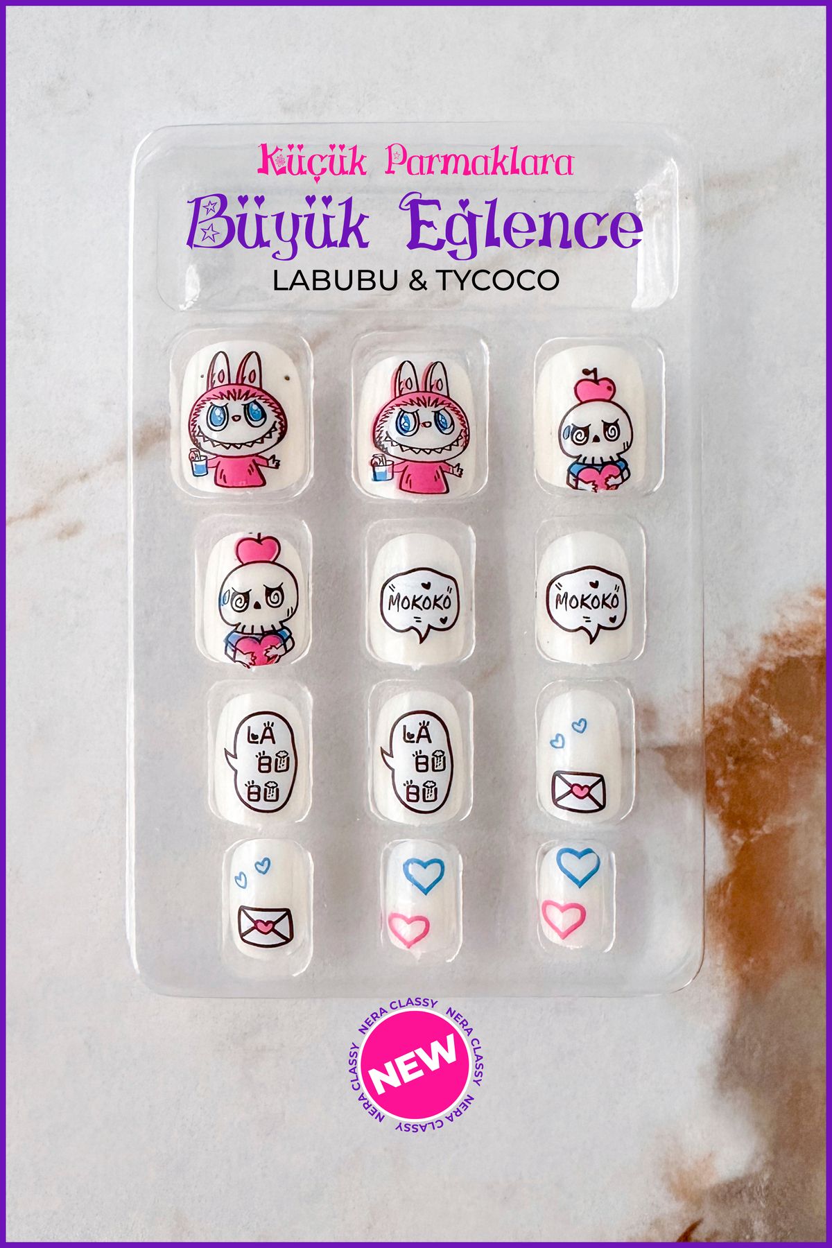 Nera Classy LABUBU & TYCOCO Çocuk Takma Tırnak Seti