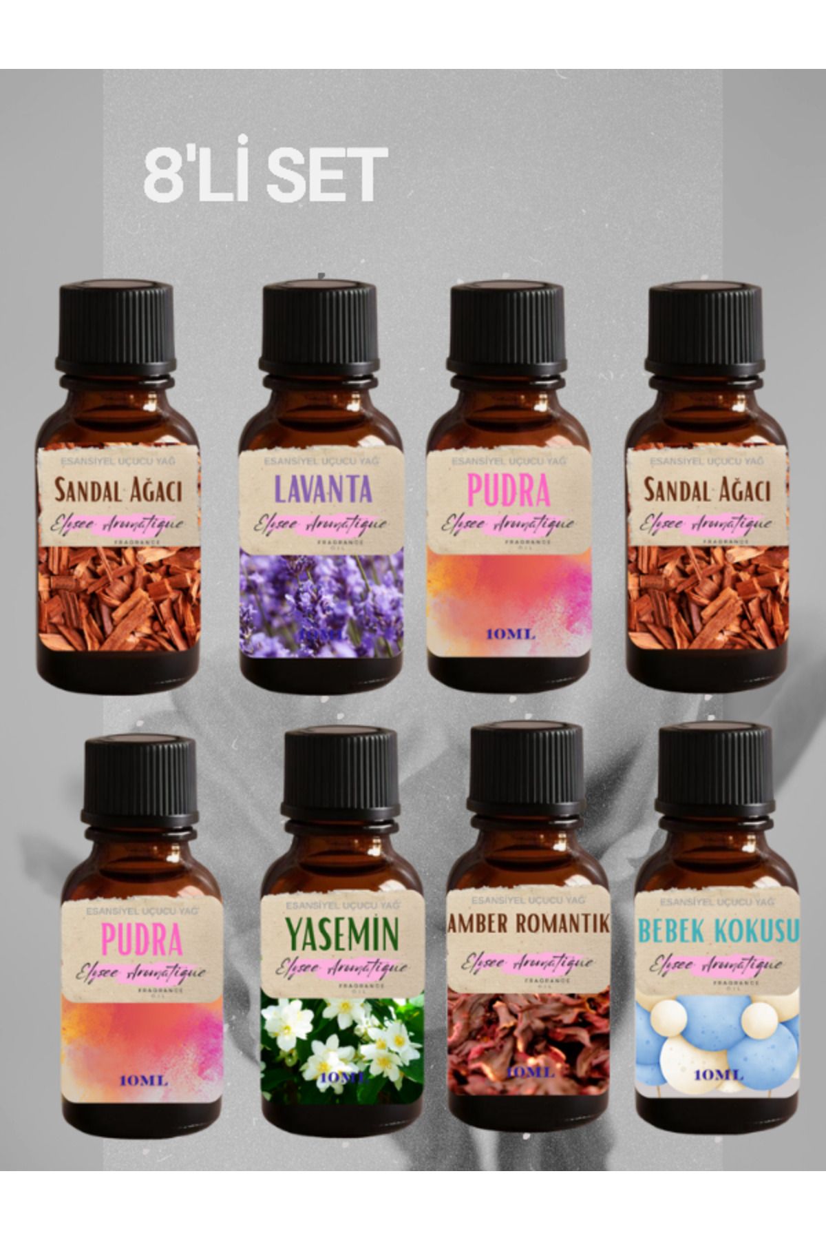 Elysee Aromatique 8'li Set Esansiyel Uçucu Koku Yağı Difüzör Esansı Buhurdanlık Yağı Aromaterapi Yağı