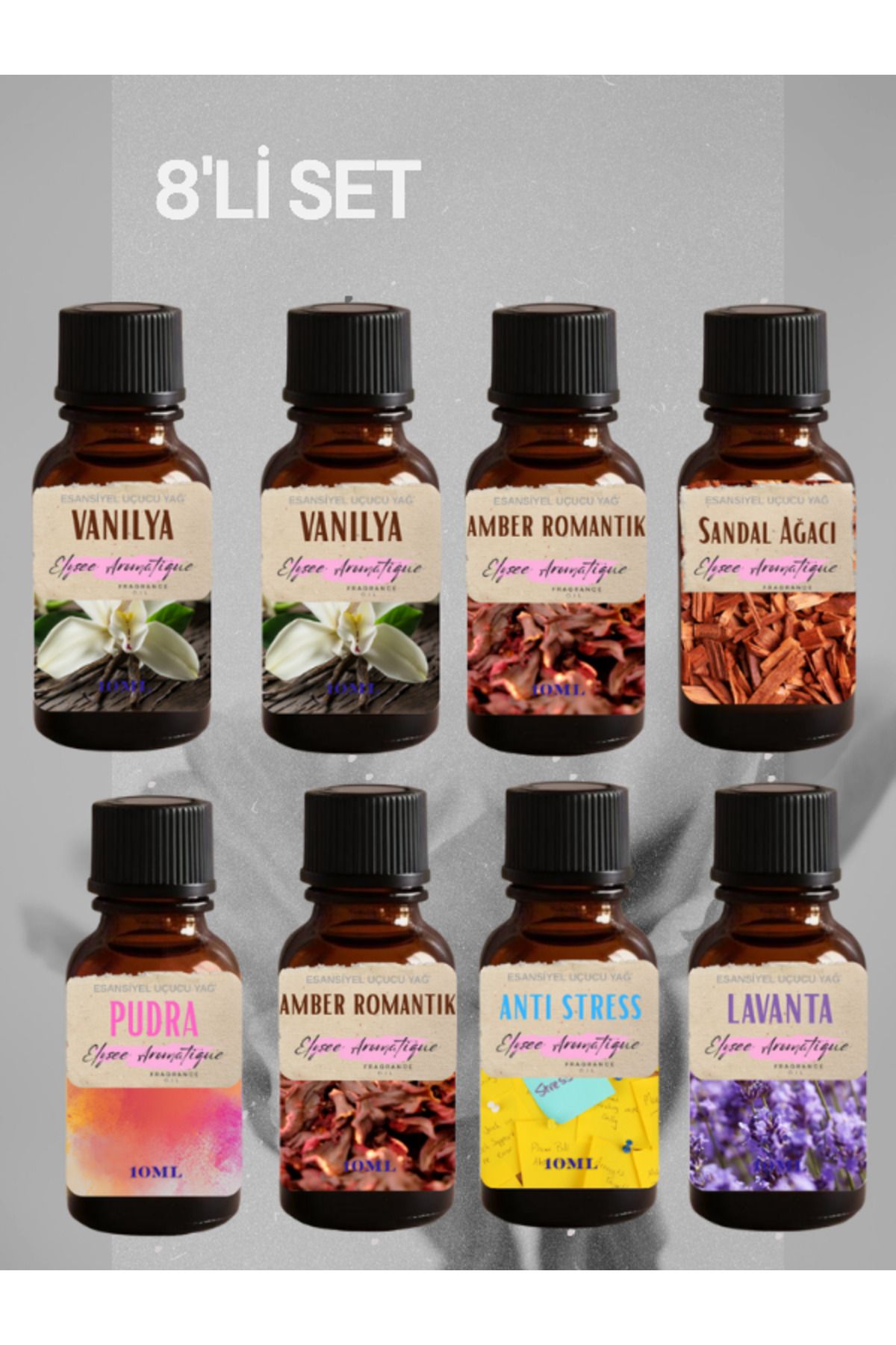 Elysee Aromatique 8'li Set Esansiyel Uçucu Koku Yağı Difüzör Esansı Buhurdanlık Yağı Aromaterapi Yağı