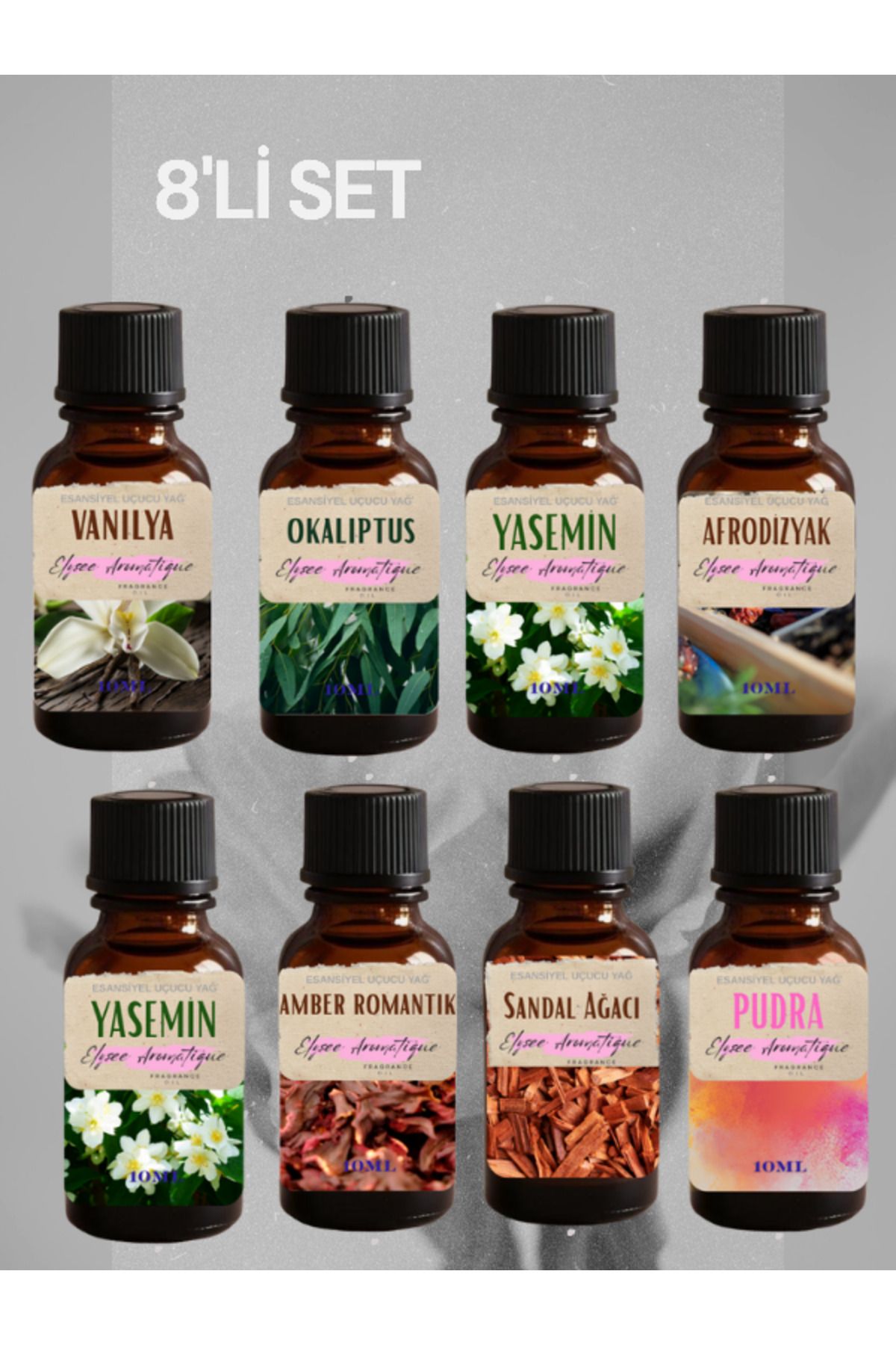 Elysee Aromatique 8'li Set Esansiyel Uçucu Koku Yağı Difüzör Esansı Buhurdanlık Yağı Aromaterapi Yağı