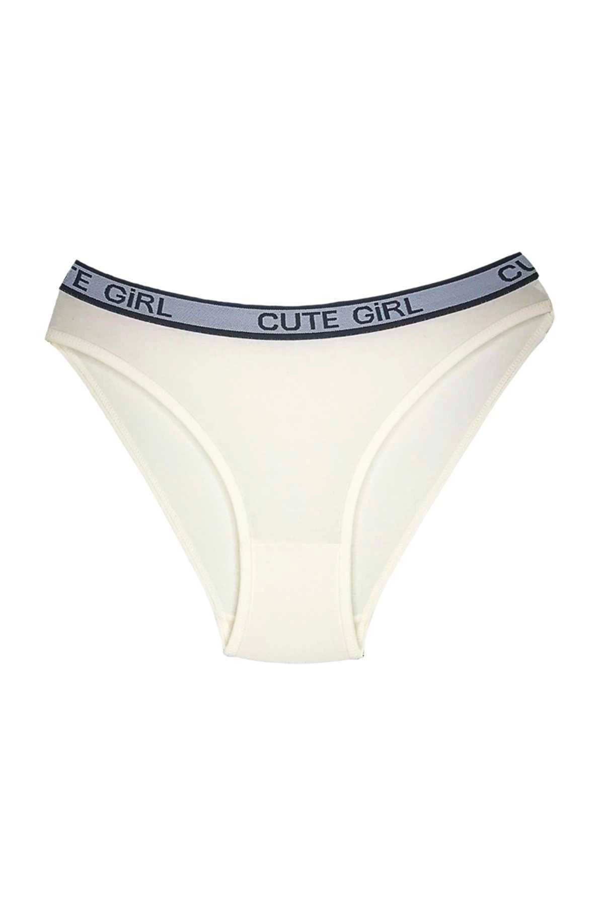 GiyimCity 10 Adet Beli Yazılı Pamuklu Kalın Lastik Kadın Slip Külot