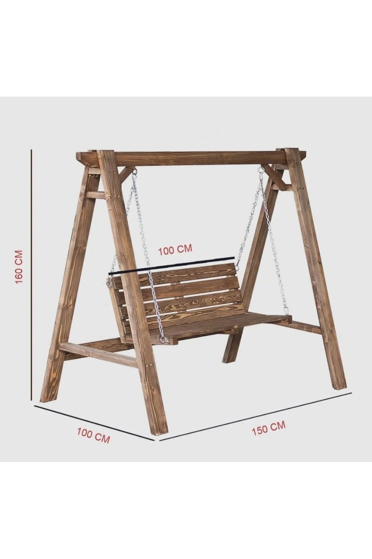 ViraHome Doğal Ahşap Salıncak Bahçe Teras Salıncağı Ceviz renk
