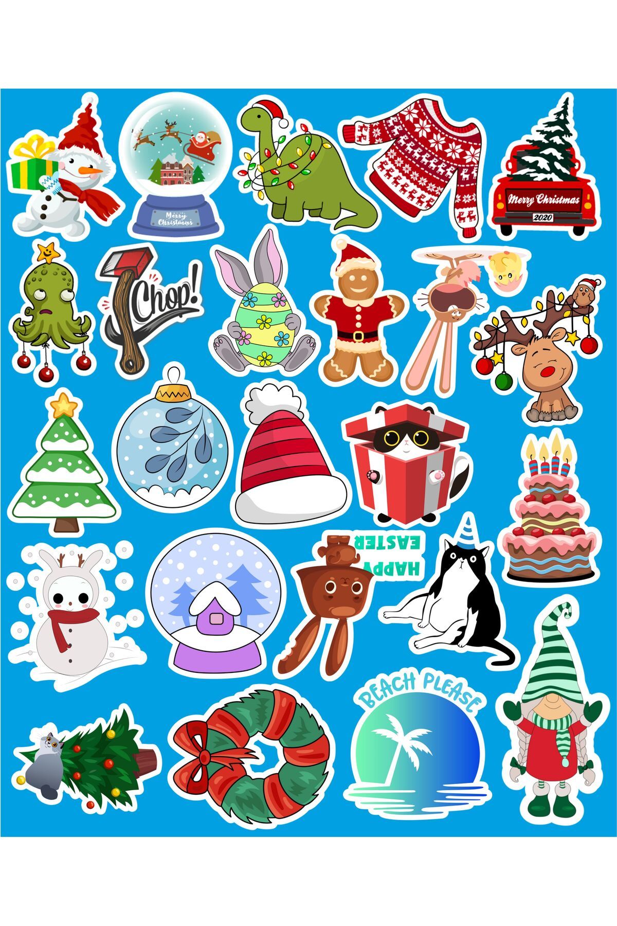 hediyenebak Sevimli Tatil Seri 1 Sticker Seti | Laptop Ajanda Pc Tablet Telefon Defter Etiket Bullet Journal