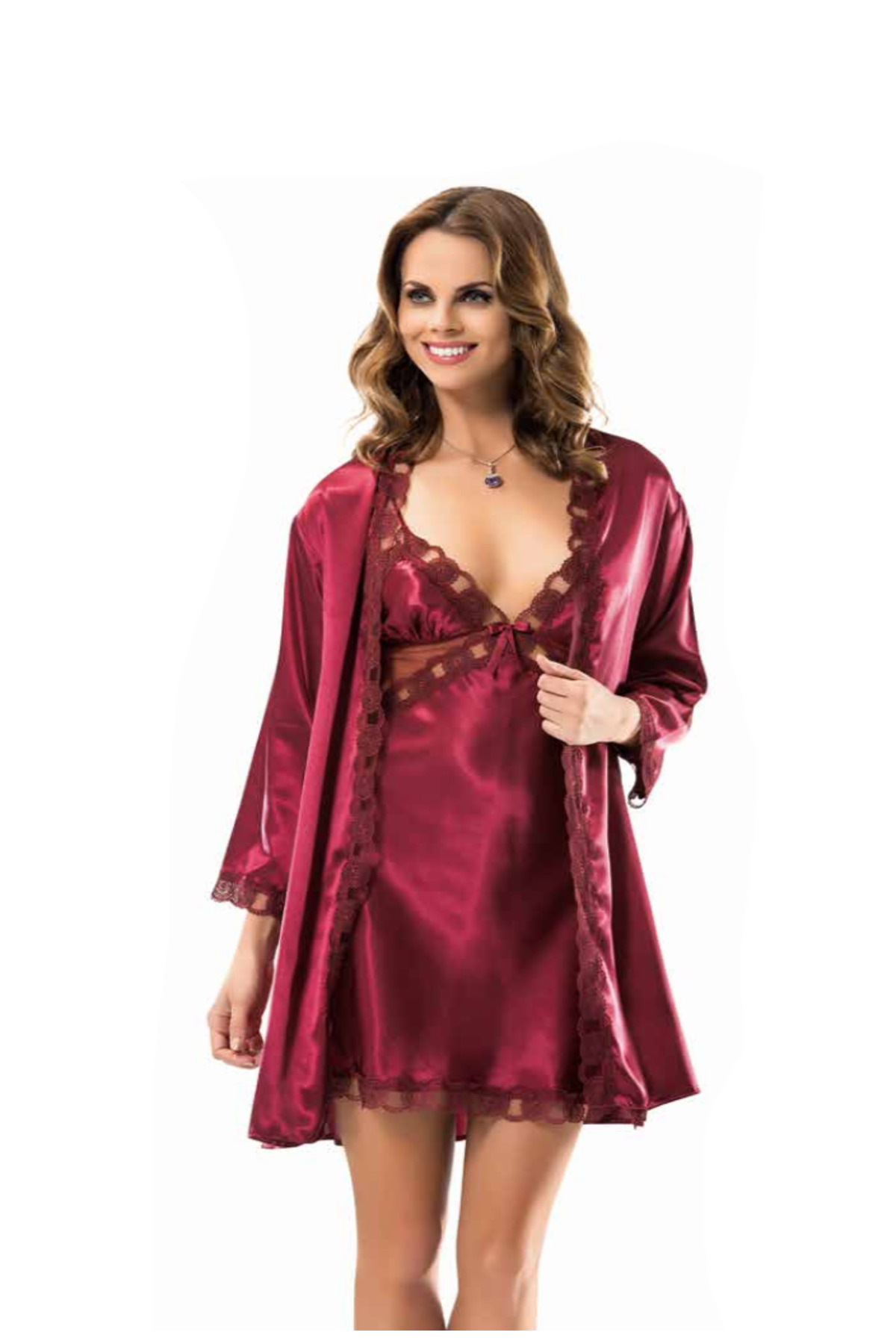 Genel Markalar İç Giyim MOONGİRL Saten Kısa İkili Gecelik Takım