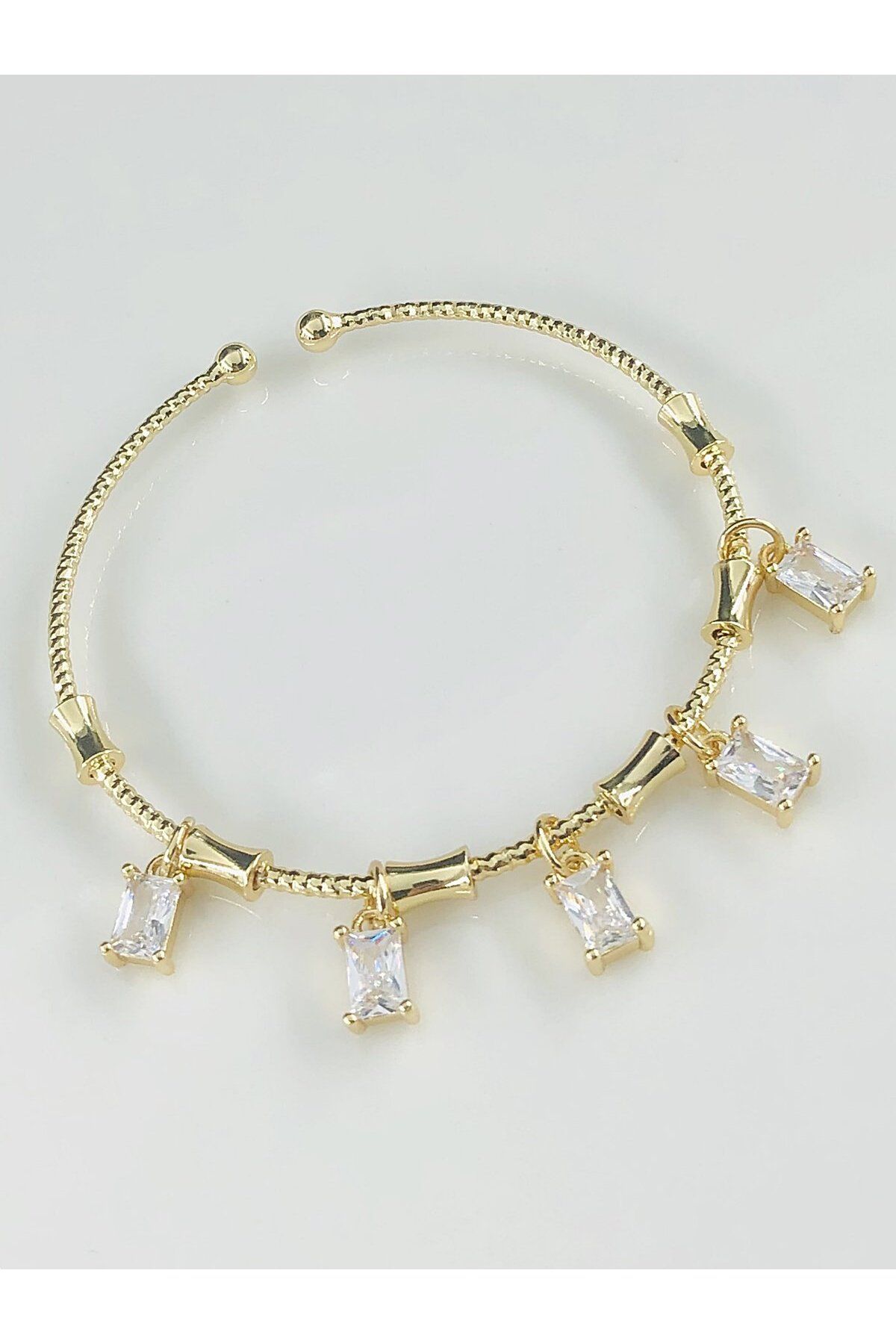 DS DİAMONDSHOP BİLEKLİK BAGET TAŞ FİGÜRLÜ MODEL 14 K KAPLAMA YENİ SEZON BYBLK-202505980