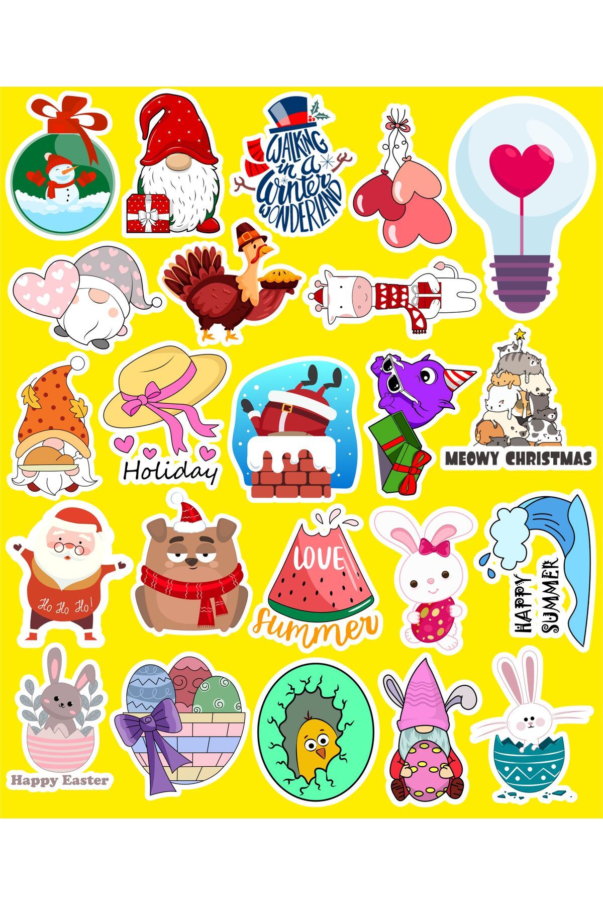 hediyenebak Sevimli Tatil Seri 2 Sticker Seti | Laptop Ajanda Pc Tablet Telefon Defter Etiket Bullet Journal
