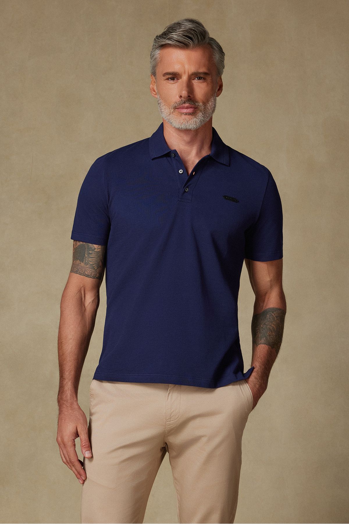Abbate Pamuklu Rahat Kesim Comfort Fit Lacivert Kısa Kollu Düz Basic Polo Yaka Günlük Spor T-Shirt Tişört