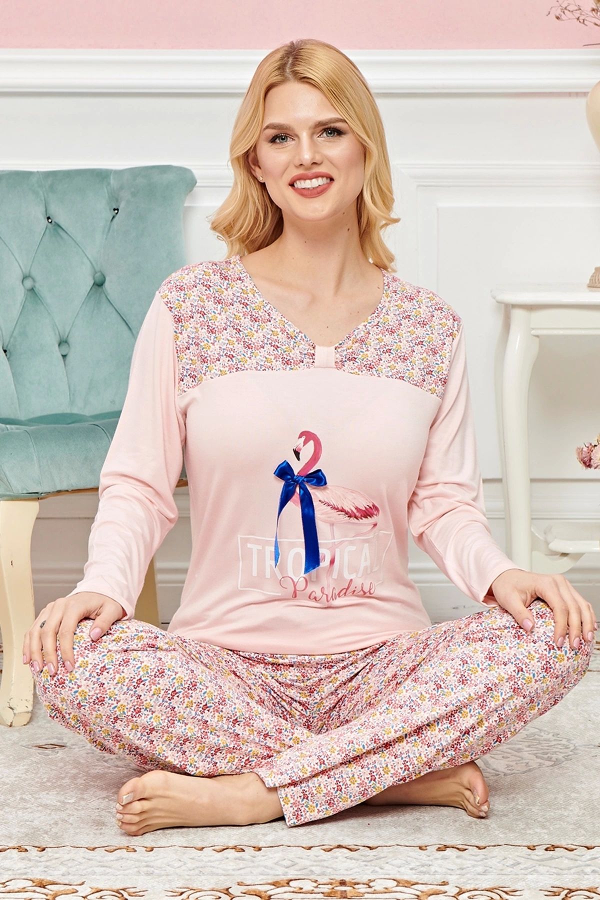 GiyimCity Uzun Kollu Pijama Takımı Model no 7599
