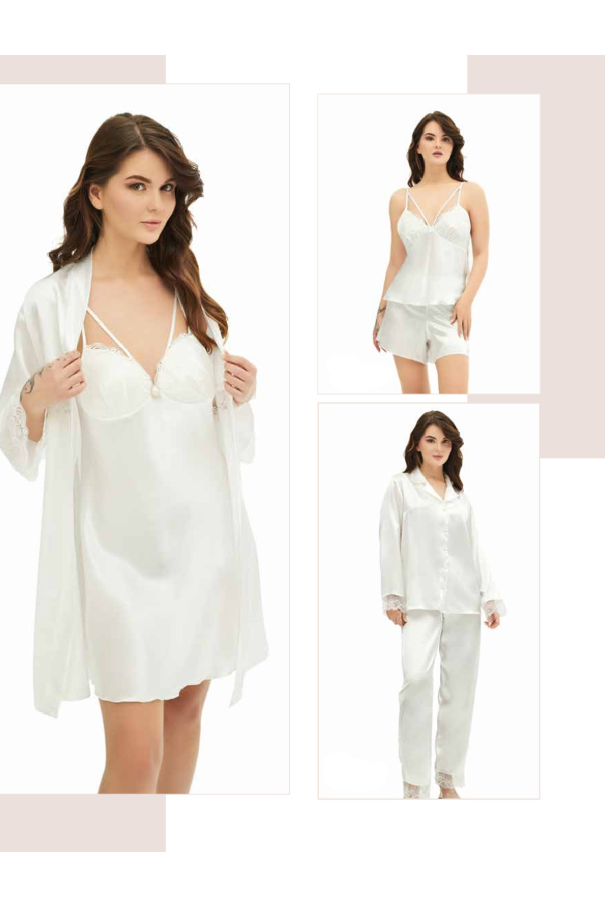 Genel Markalar İç Giyim MOONGİRL Saten Gecelik Set Takım