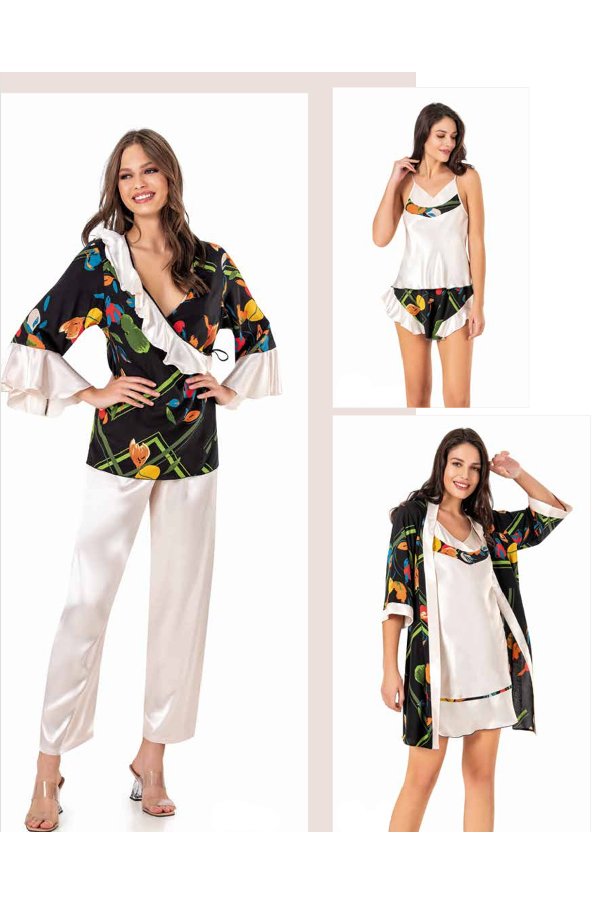 Genel Markalar İç Giyim MOONGİRL Saten Gecelik Set Takım