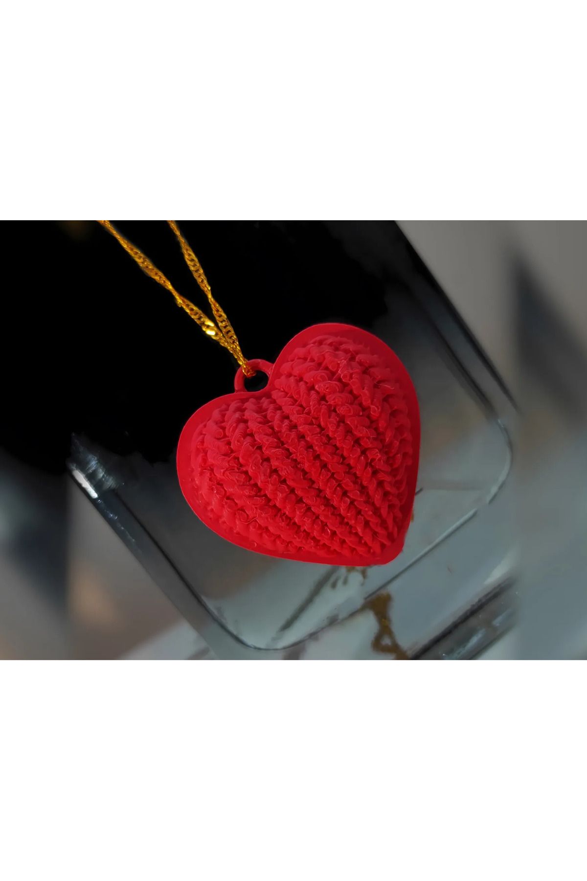 Luxeres ❤️ Örgü Desenli 3D Kalp Kolye – Aşkın En Sıcak Hali!