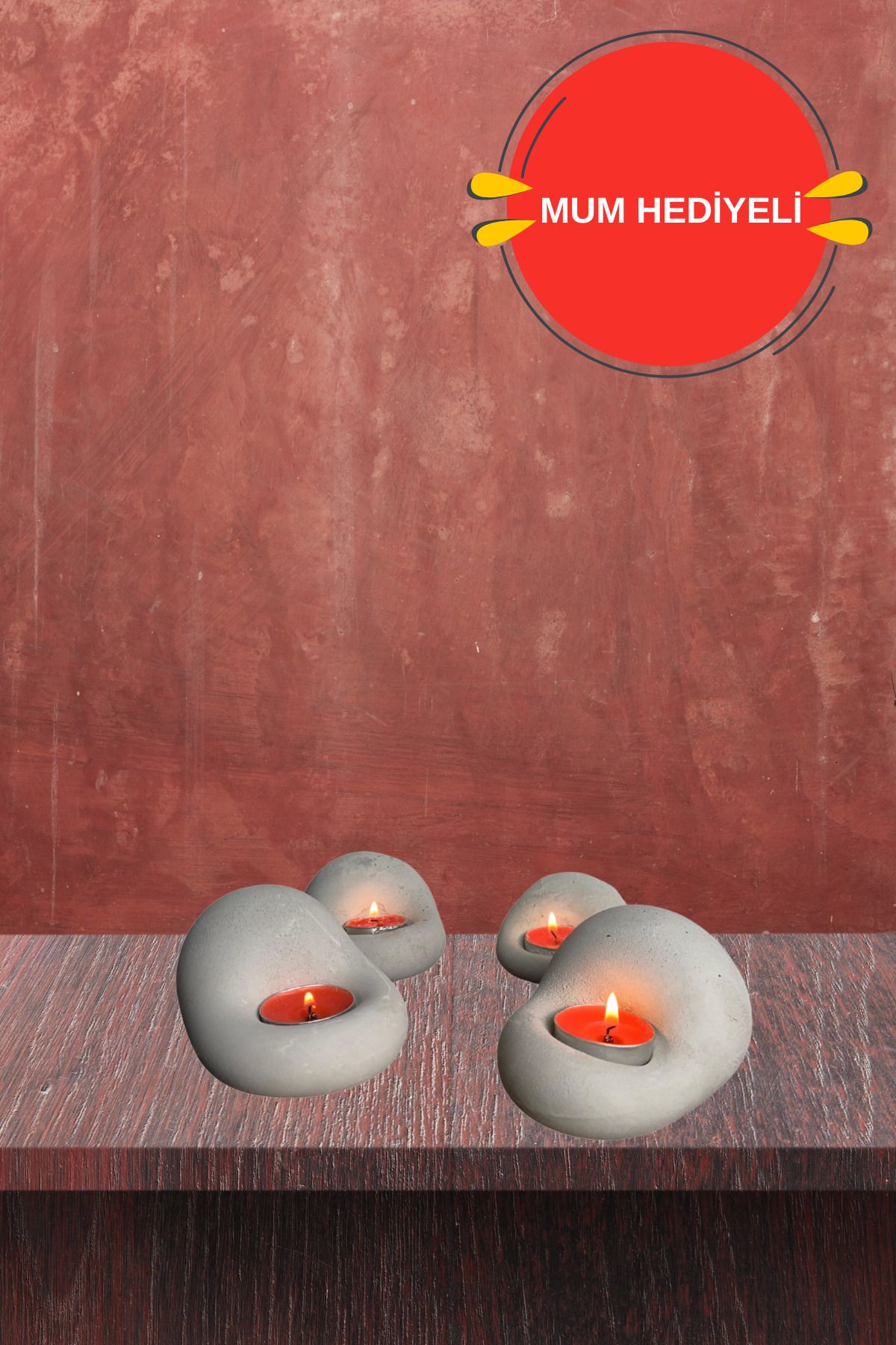 Hunters Gift Shop BETON DEKORATİF MUMLUK MFS4