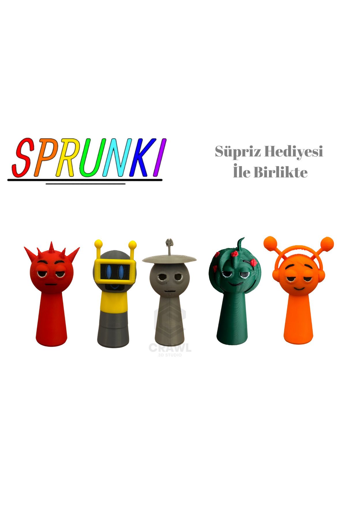 CRAWL 3D STUDIO Sprunki 5’li Karakter Seti – 7 cm 3D Figürler + Hediye!