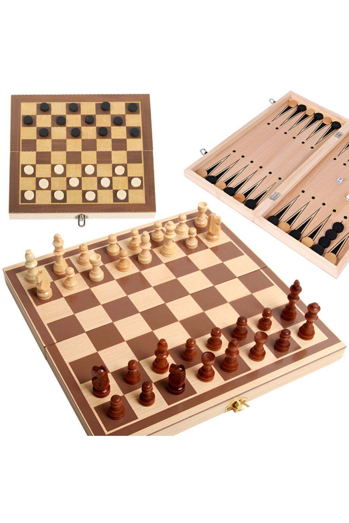 Velixo-Wooden Chess & Backgammon Set, Foldable, Includes Checkers, Trains Memory & Strategy,pieces Included 6