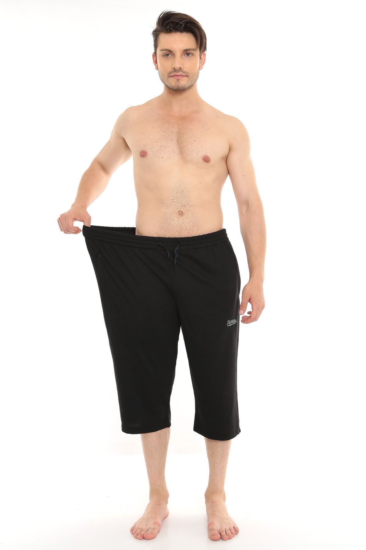 MODEL Büyük Beden Unisex Kapri Şort Siyah