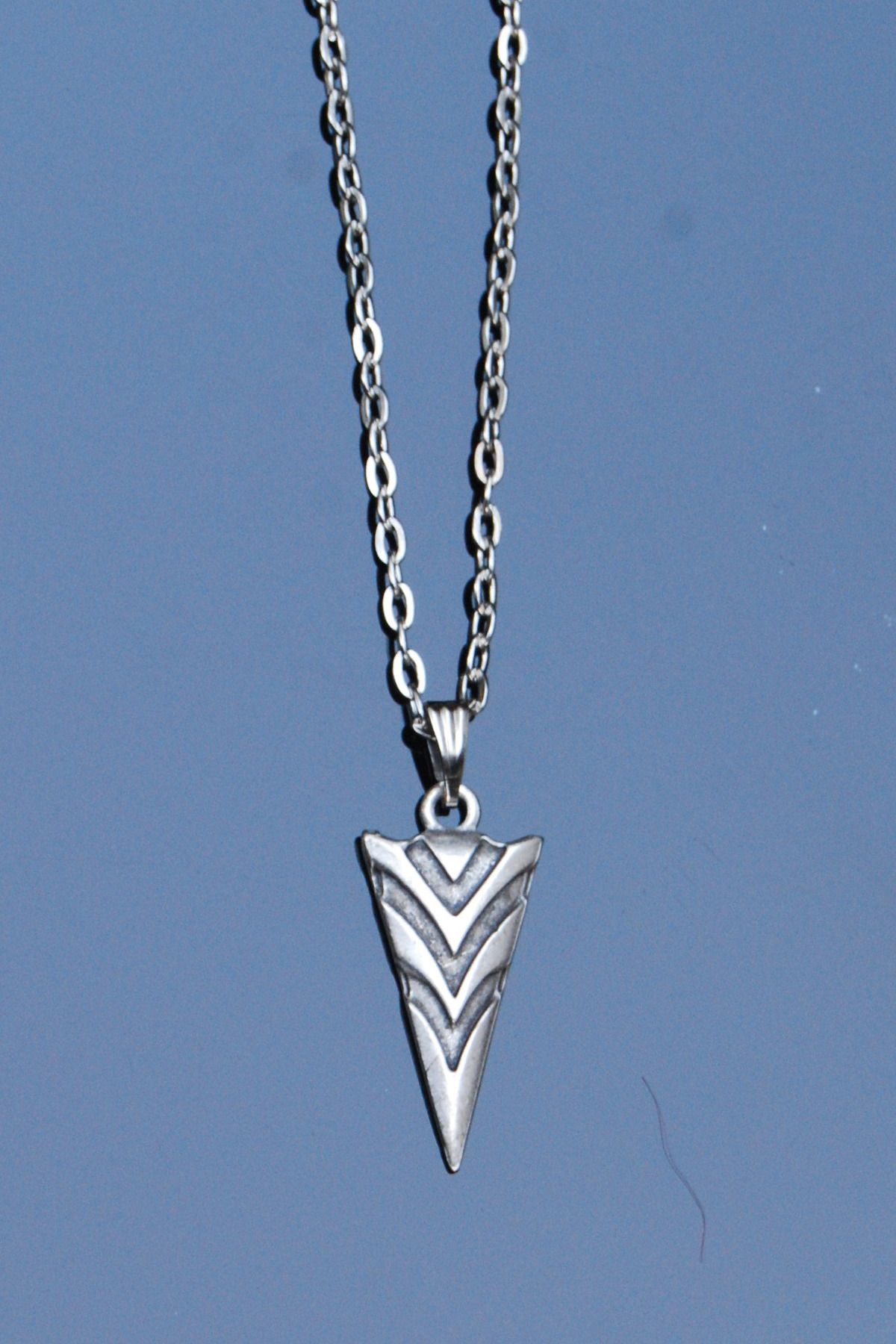 Rua Jewelry Ok Ucu Kolye - Antik Gümüş Kaplama Klasik Zincirli