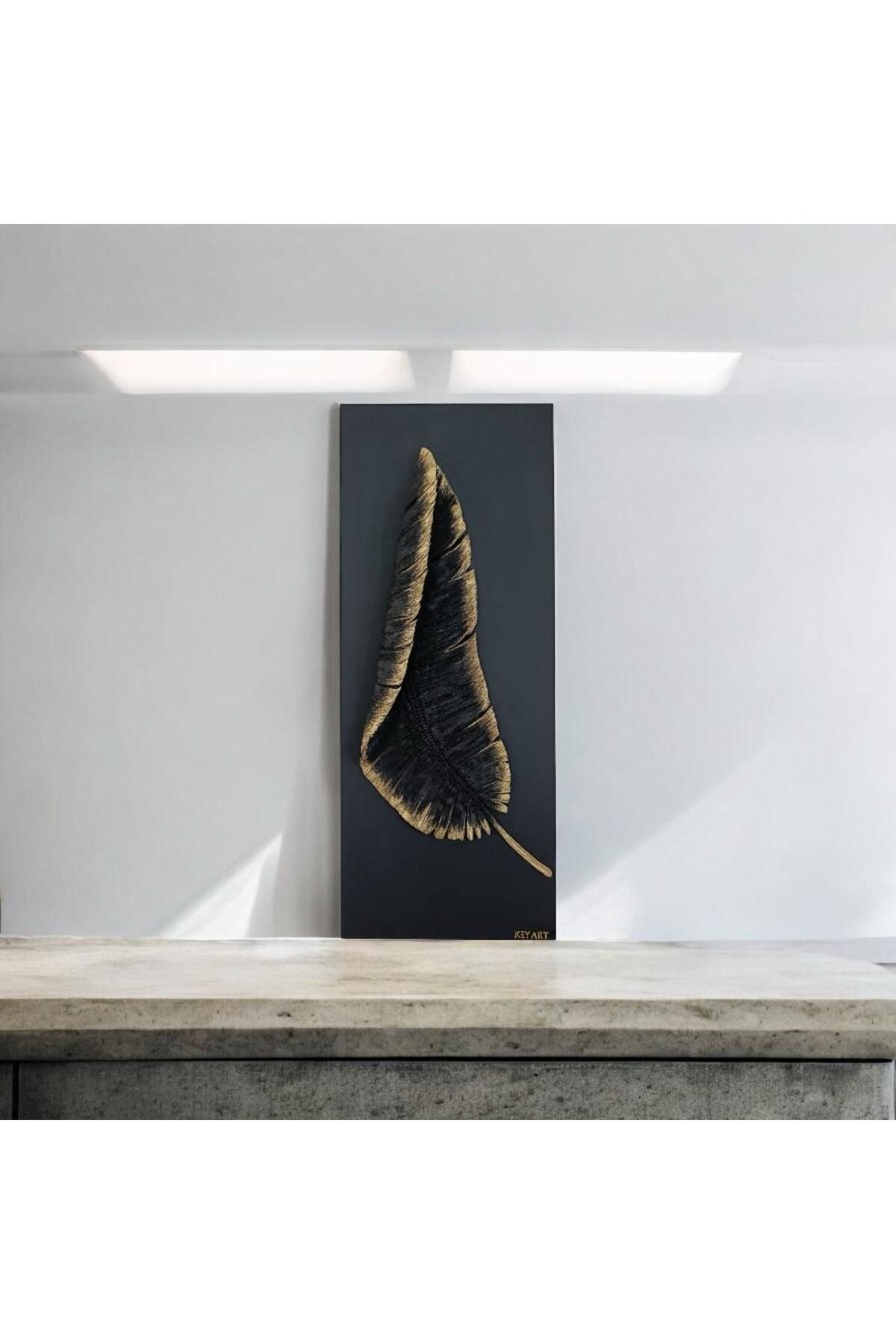 KeyArt KEY ART Star Black 40×100 ölçülerinde MDF üzeri dokulu yaprak çalışması