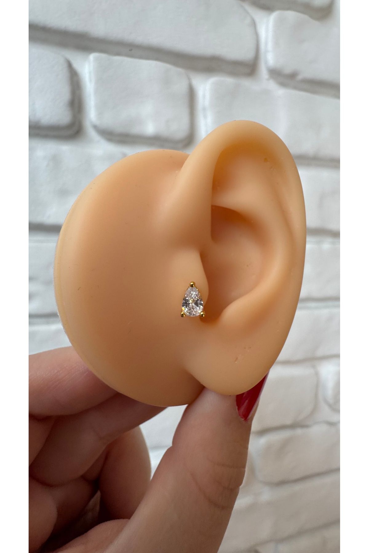 alysa jewelry Cerrahi Çelik damla model Piercing tek taş