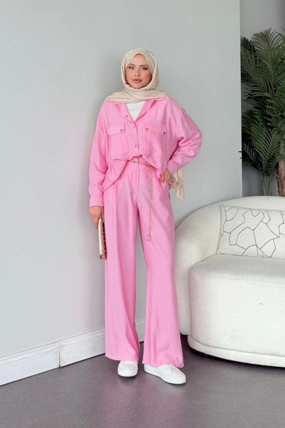 Şulemoda Giyim Şanel Çıtçıt Takım Pembe