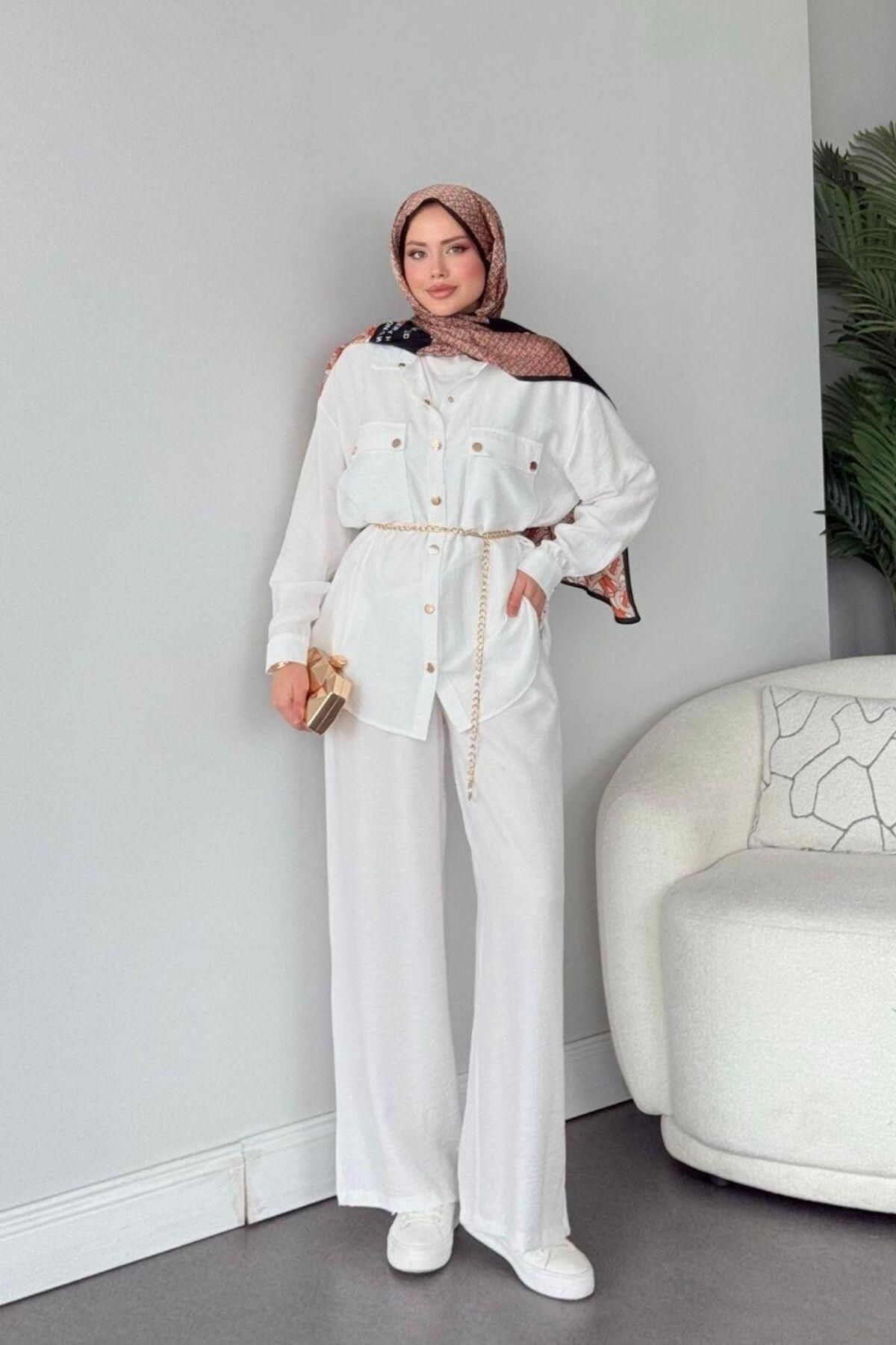 Şulemoda Giyim Şanel Çıtçıt Takım Beyaz