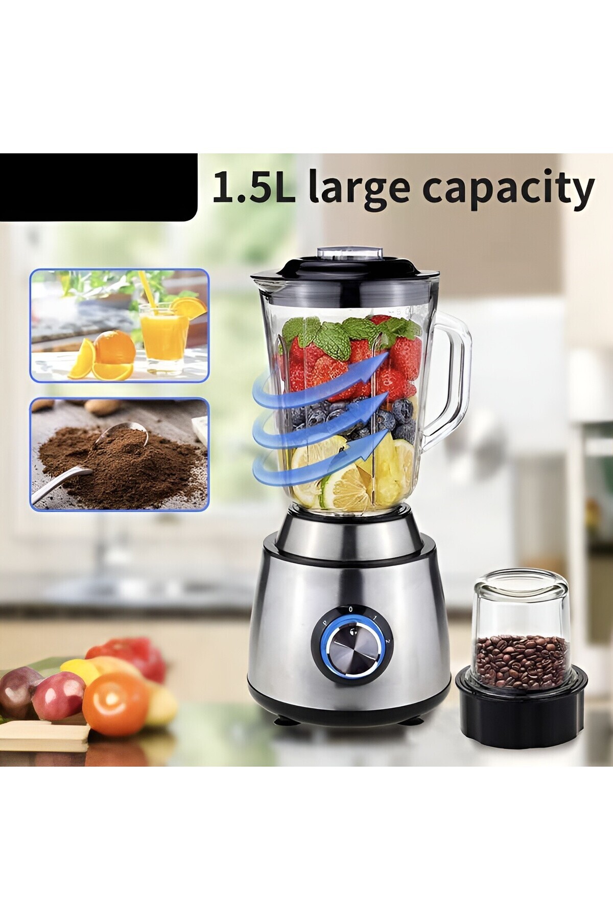 SOKANY-2 in 1 Juicer Blender, 800W SS, 1.5L Capacity, Smoothie Maker & Grinder for Fruits & Veggies 4
