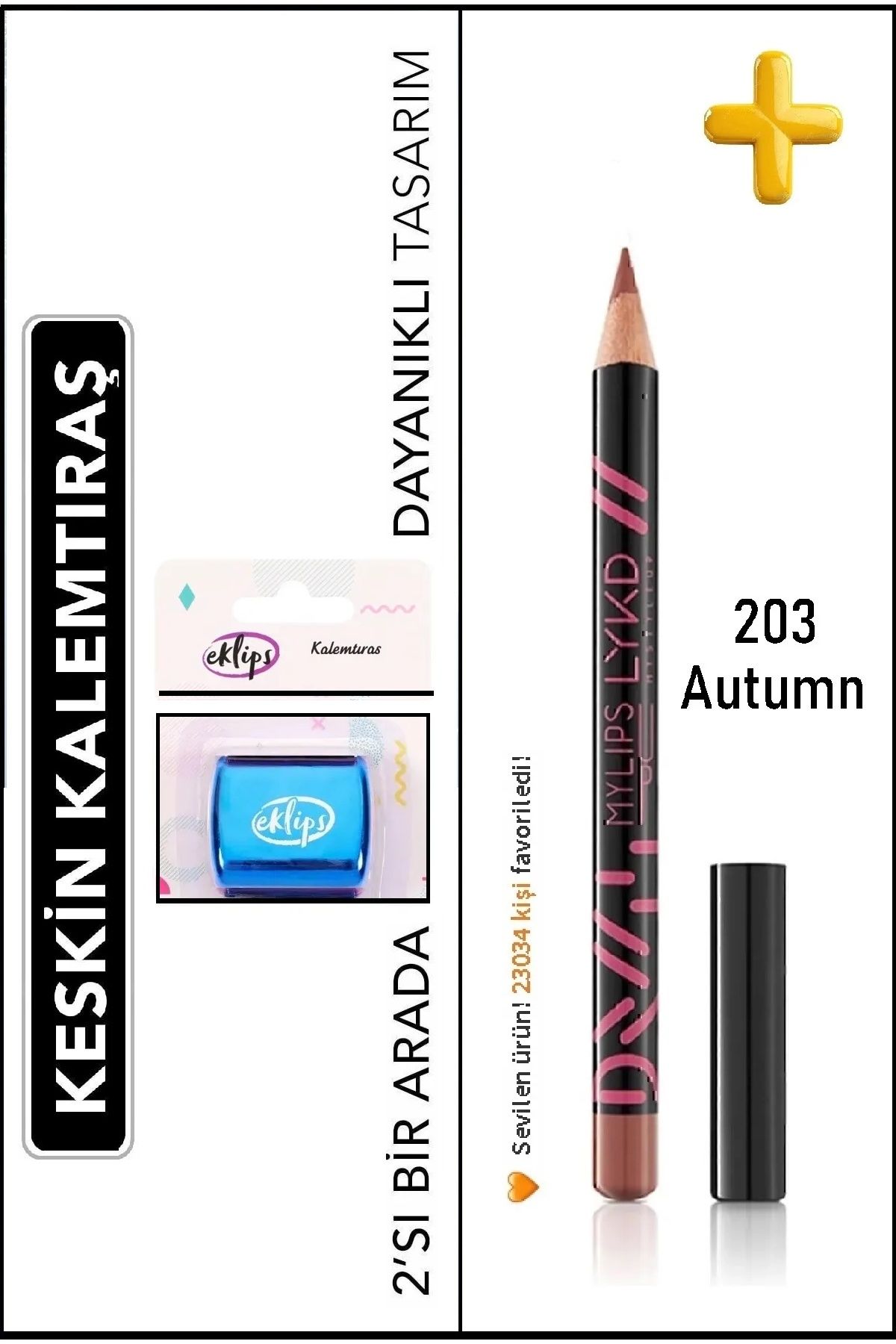 beaulis 203 Autumn Dudak Kalemi + Asortili Mavi Kalemtraş Toplam 2 Adet Avantajlı Set
