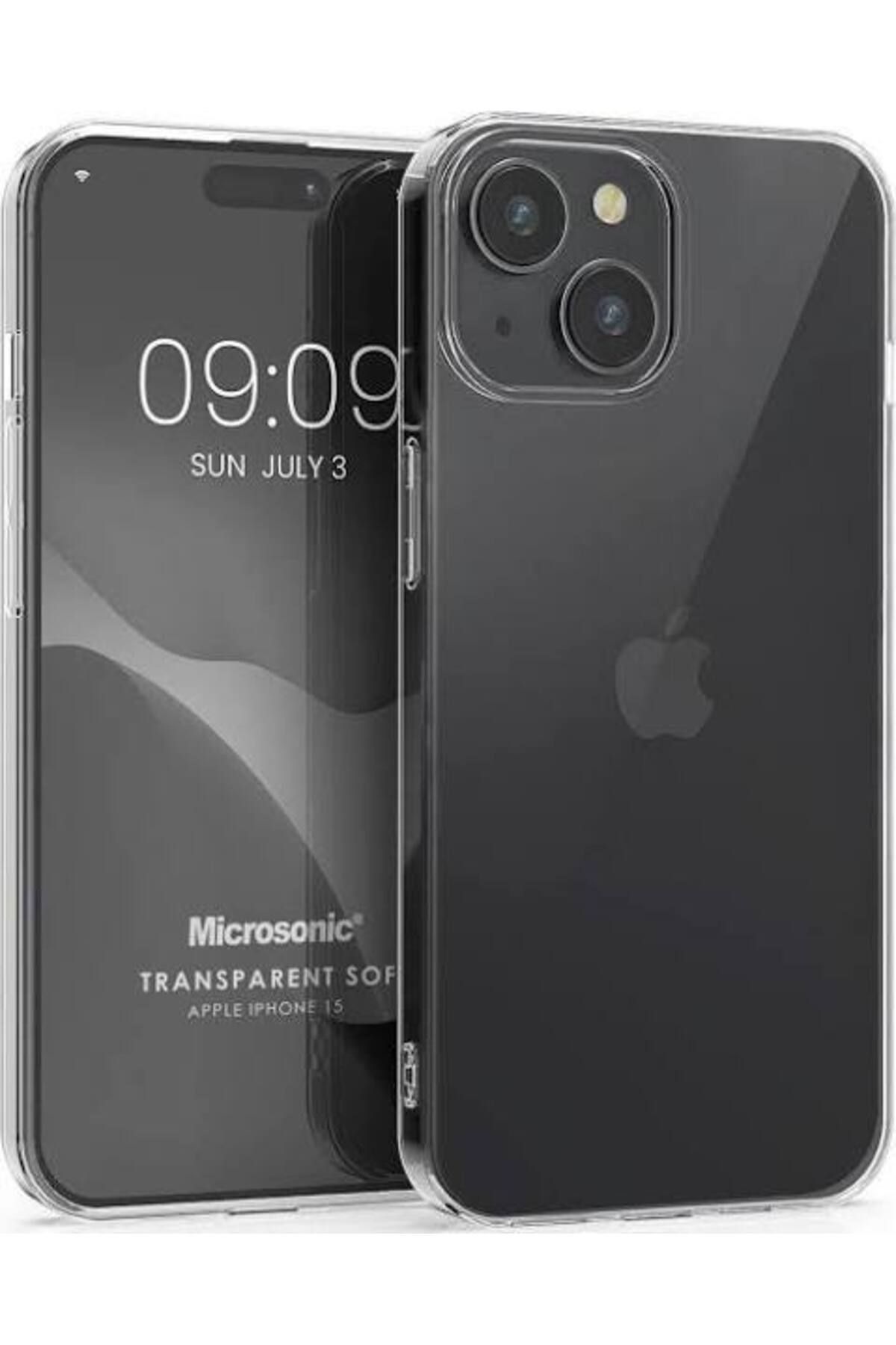 Glazef İPHONE 15 Şeffaf Kılıf Kamera Korumalı Ultra İnce Esnek Kılıf