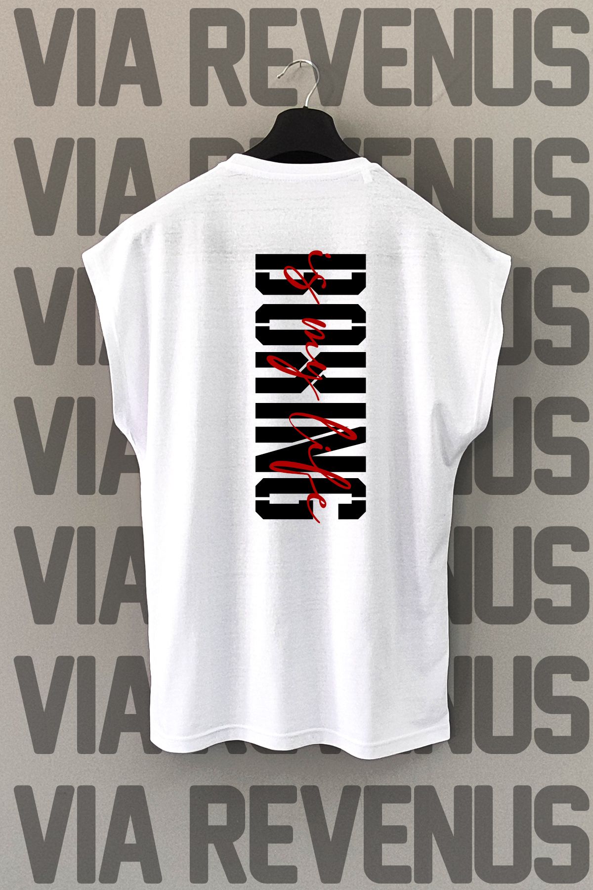Vordevia Boxing is My Life Sırt Baskılı Sıfır Kollu Bisiklet Yaka Spor Tshirt