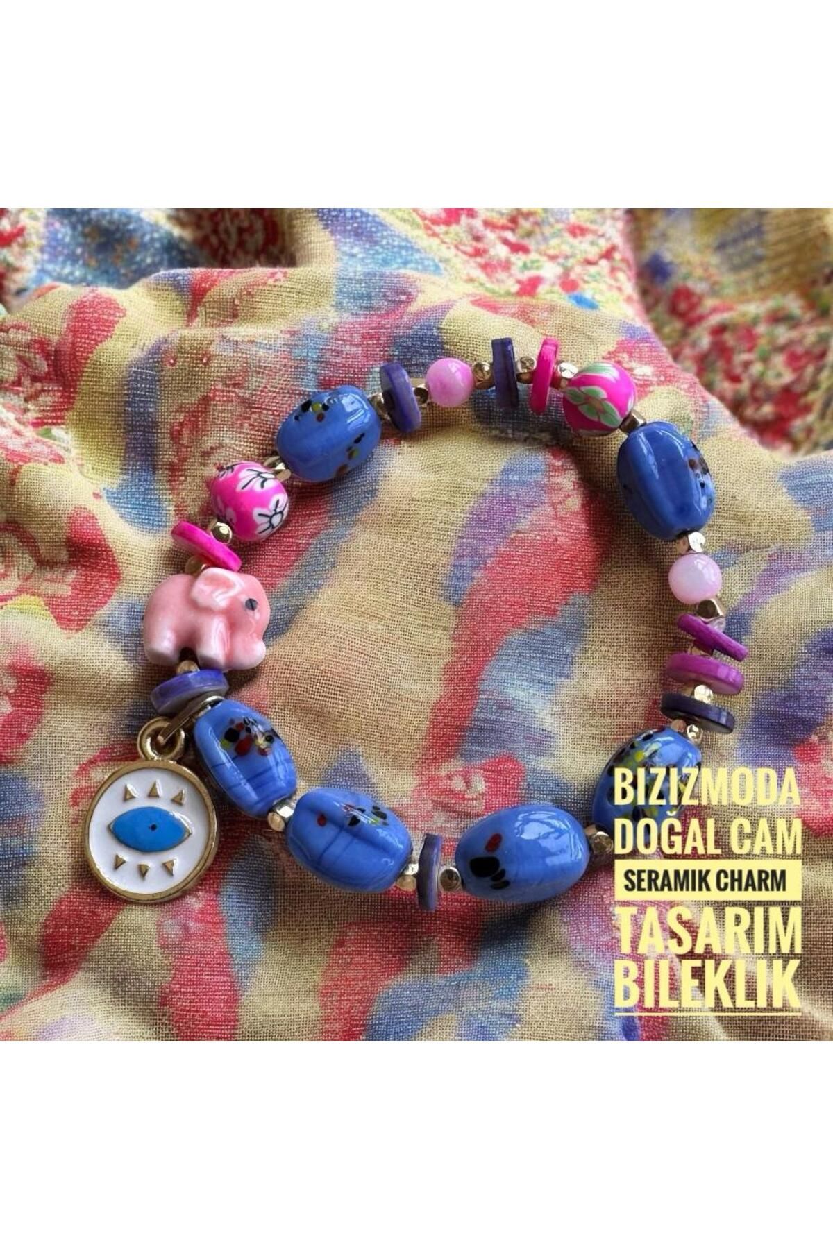 bizizmoda El yapımı Tasarım Charm Göz Nazar Bodrum Cam Boncuk Bileklik