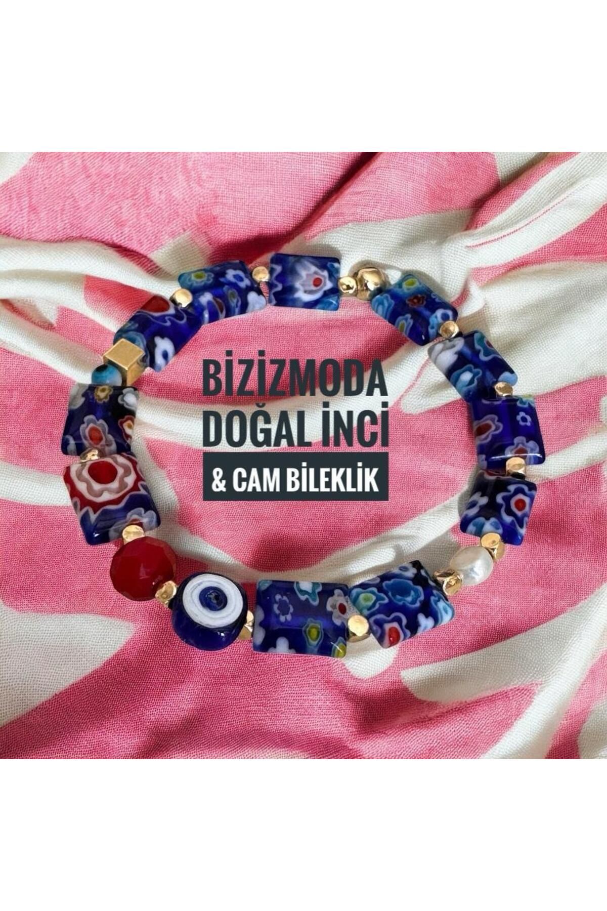 bizizmoda El yapımı Tasarım Gerçek İnci Nazar Bodrum Cam Boncuk Bileklik