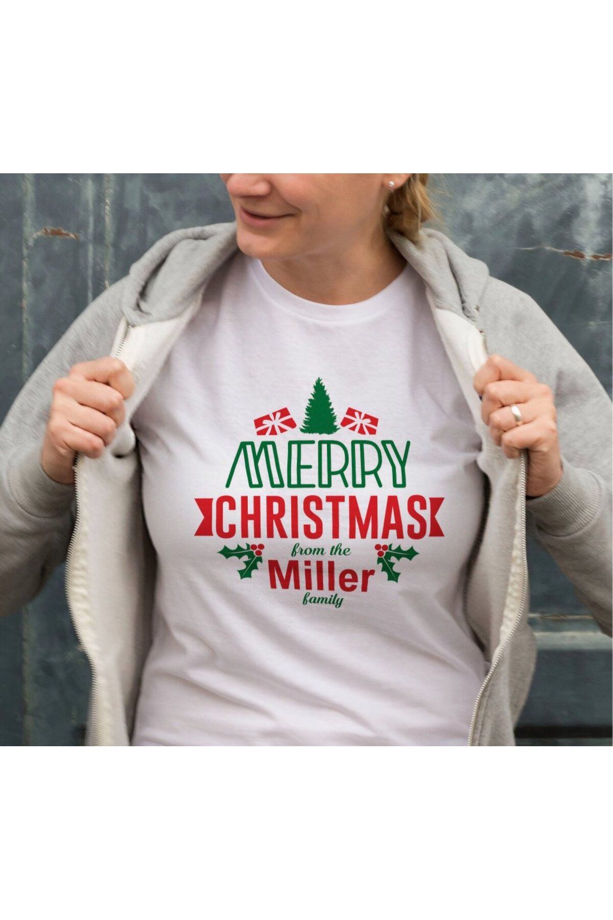 GE TİCARET MERRY CHRISTMAS From The Miller Baskılı T-shirt - Beyaz