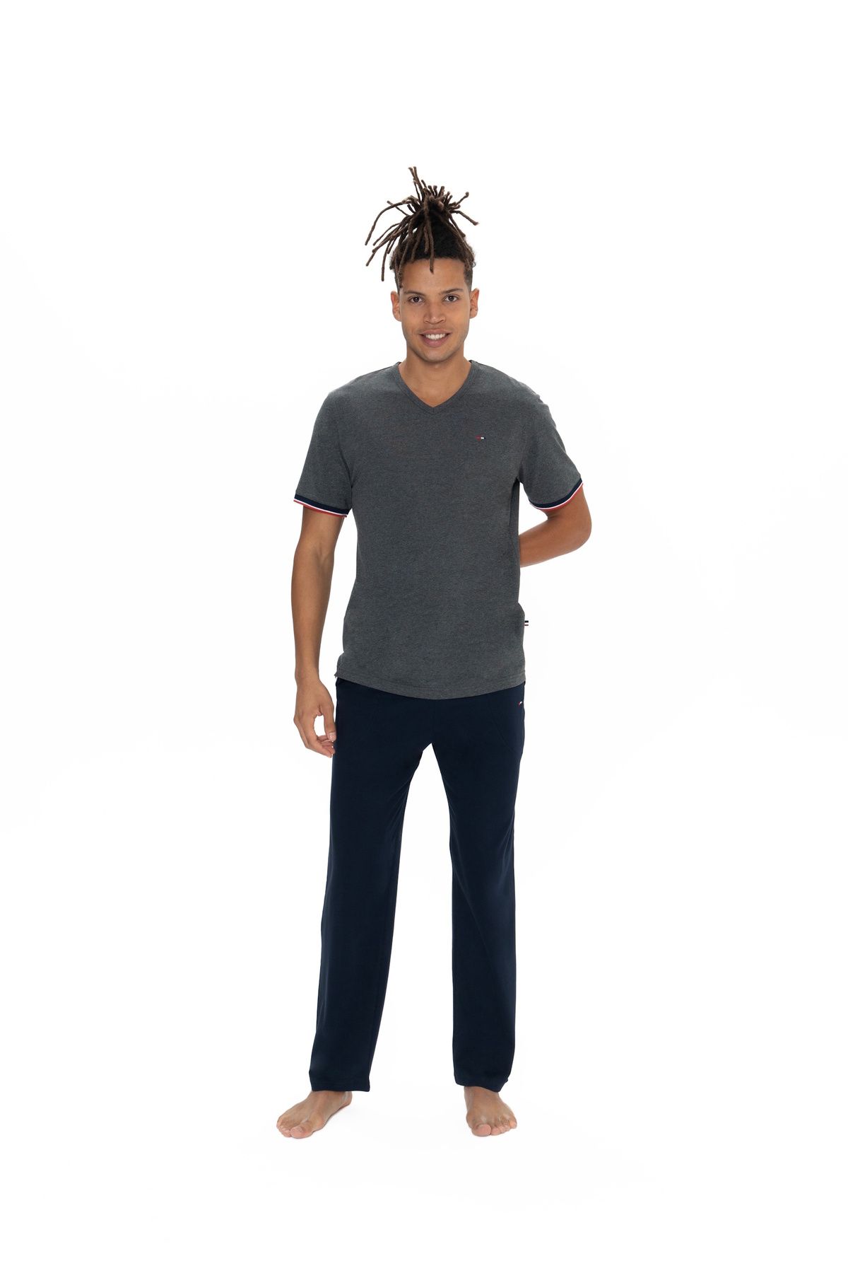 U.S. Polo Assn. U.S. Polo Assn. Erkek V Yaka Düz Paça Pijama Takımı - SREIA18P89B6N