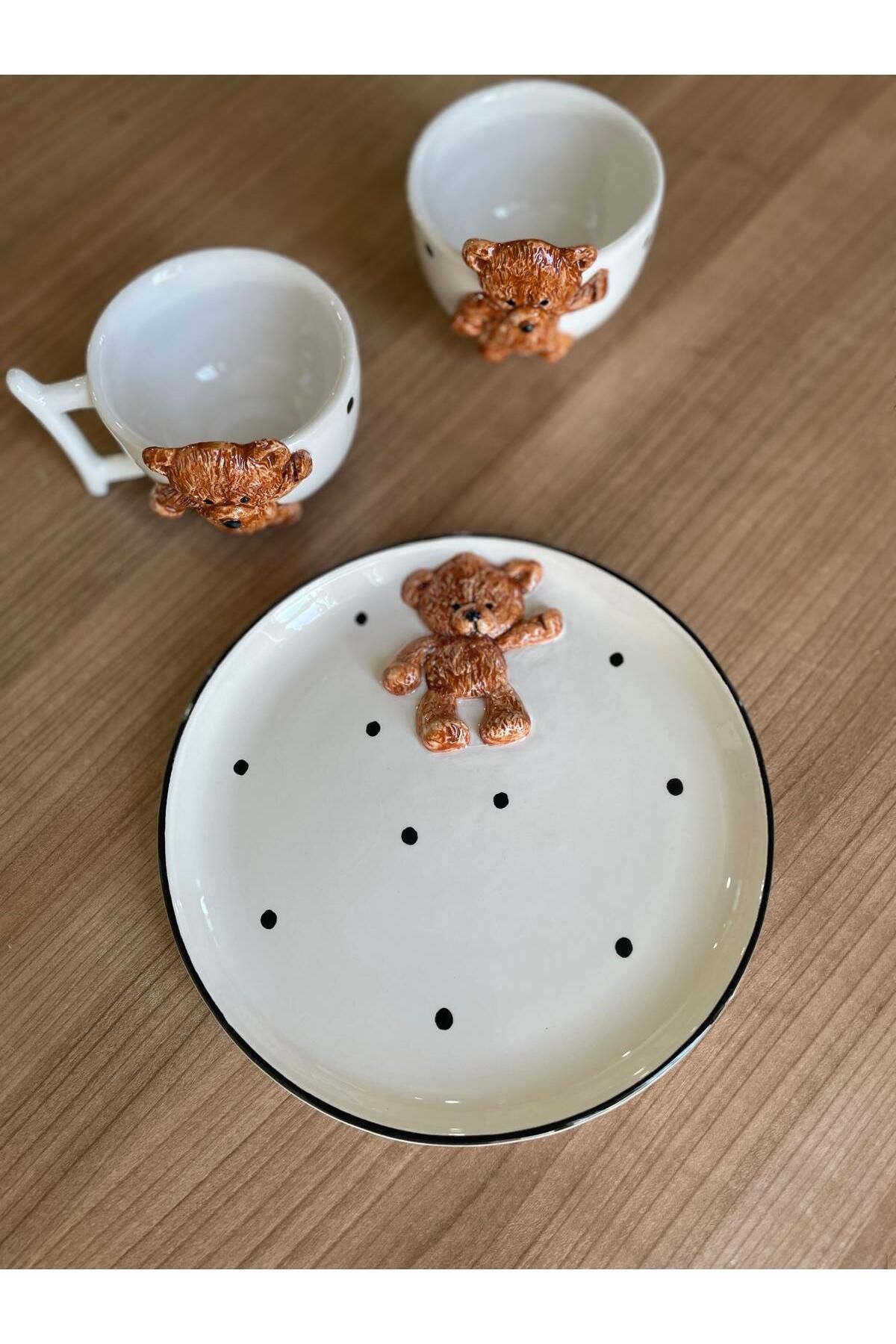 MeGgDecor Teddy Bear 3 Parça 1 Kişilik Kahvaltı Seti