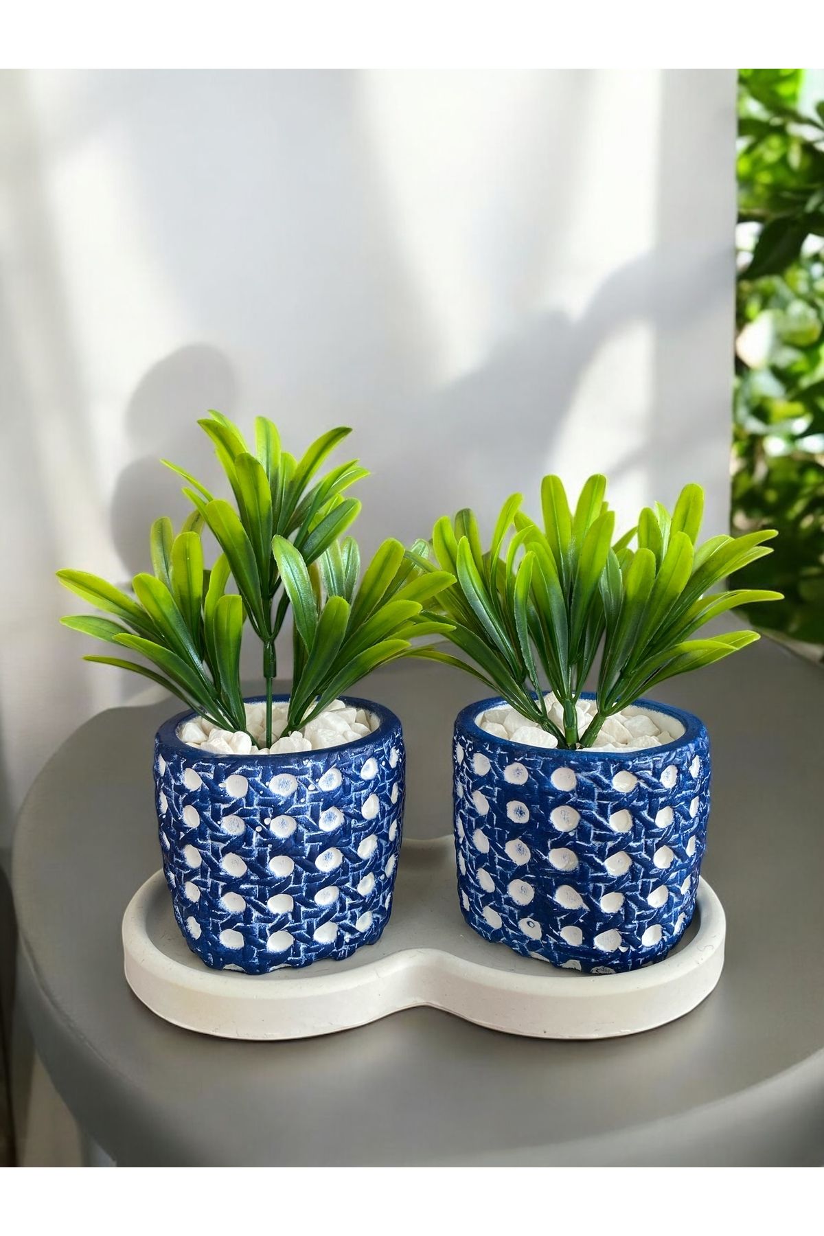Momiko Hazeran Desenli 3lü Dekoratif Minik Beton Sukulent Saksısı, Hazeran Saksı, ÇİÇEKSİZDİR, 7X8 cm