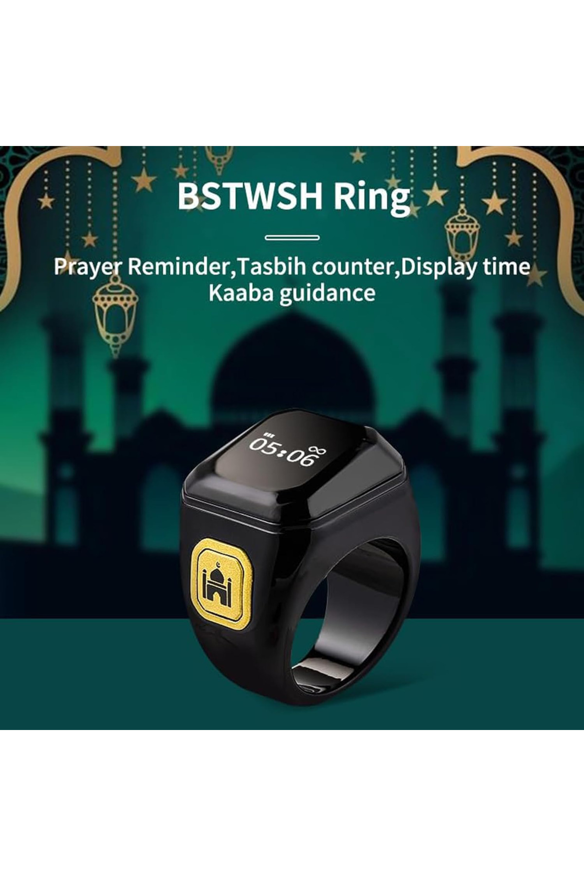 20mm Zikr Ring Smart Ring With Vibration Reminder Tasbih Counter And Bluetooth Connection, ae364,