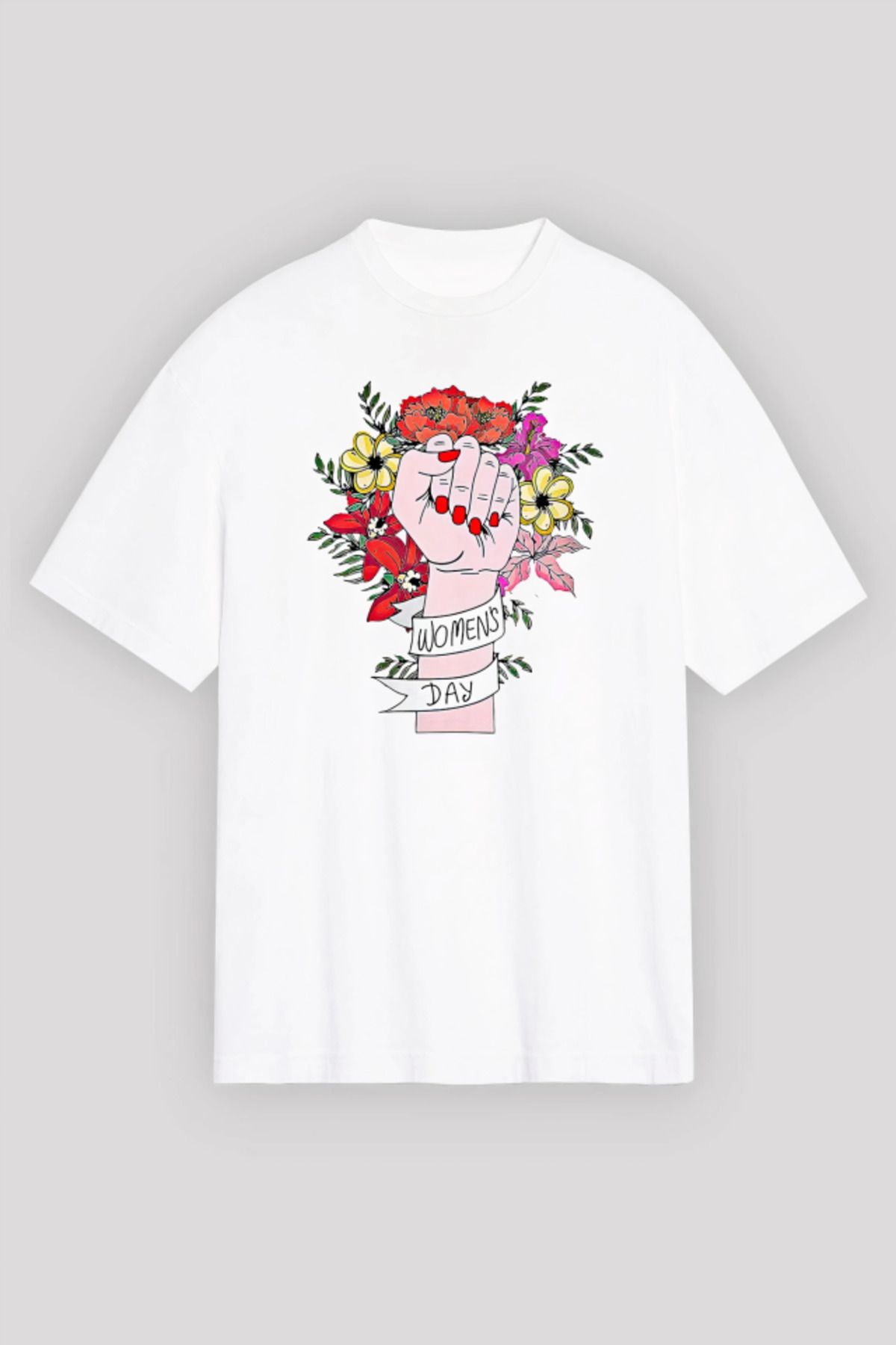 novafems 8 Mart Dünya Kadınlar Günü İçin Özel Baskılı T-shirt - Beyaz