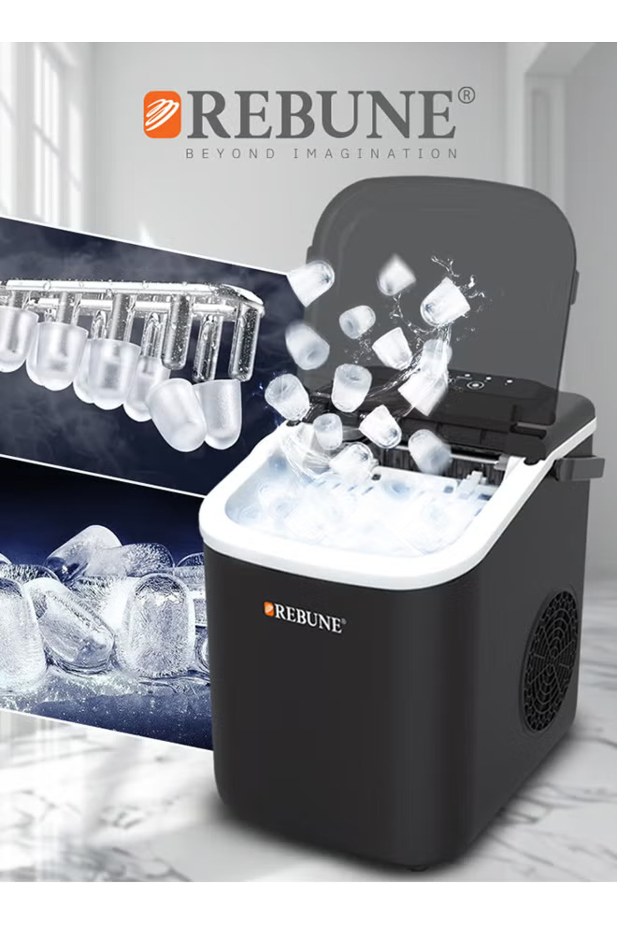 صانعة ثلج منزلية 112 واط - سعة 1100 مل، إنتاج ثلج سريع Re-6-043