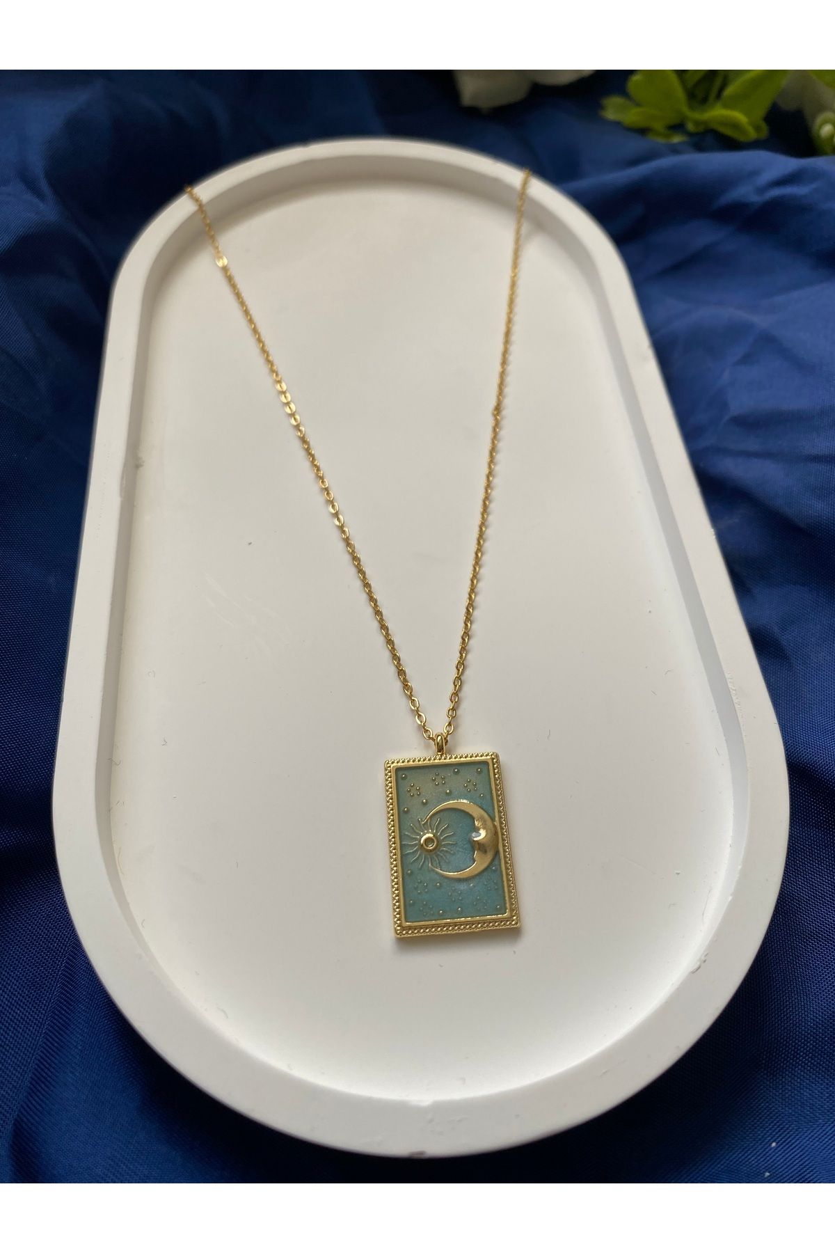 asem jewelry ÇELİK TAROT AY VE GÜNEŞ FİGÜRLÜ KOLYE