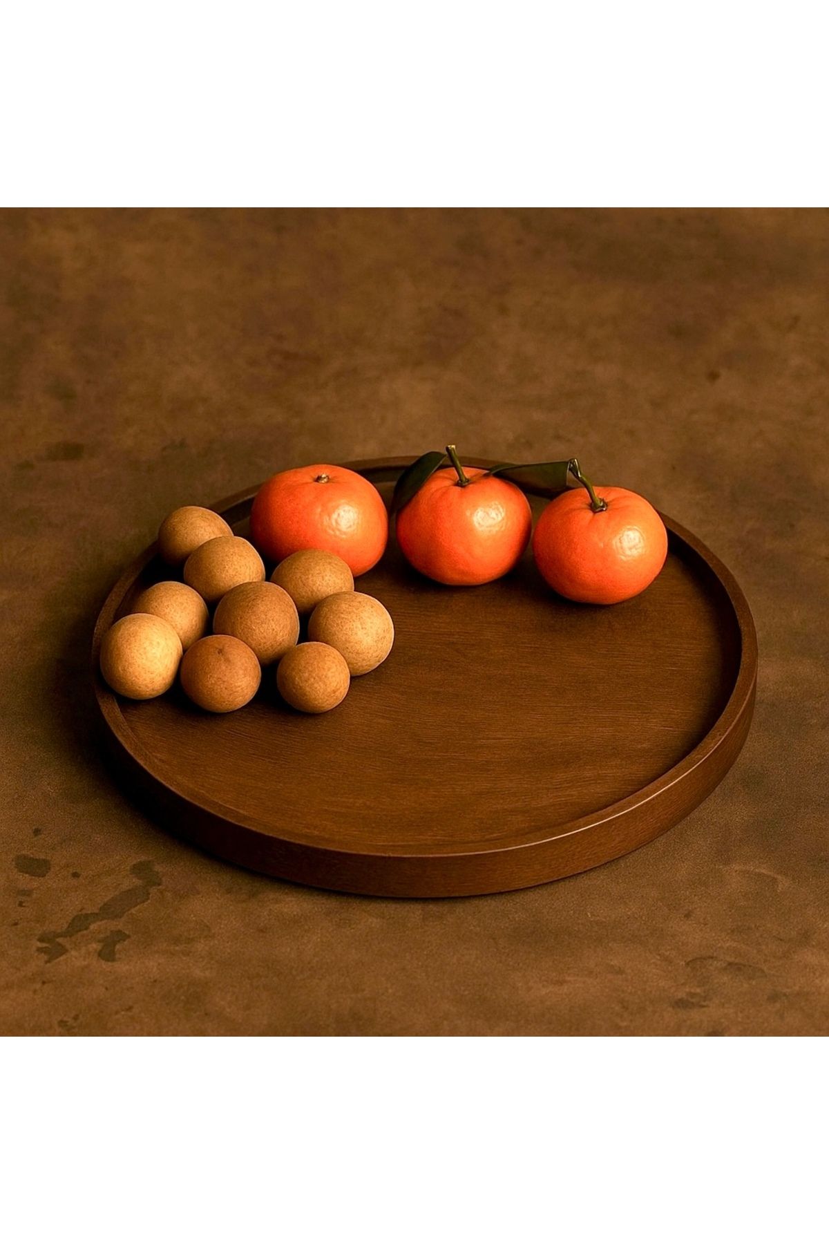 Omerella Dekoratif , Mum, Saksı Ve Takı Tabağı, Mumluk, Organizer Tabak, Kase, Vazo 21cm KahveRengi