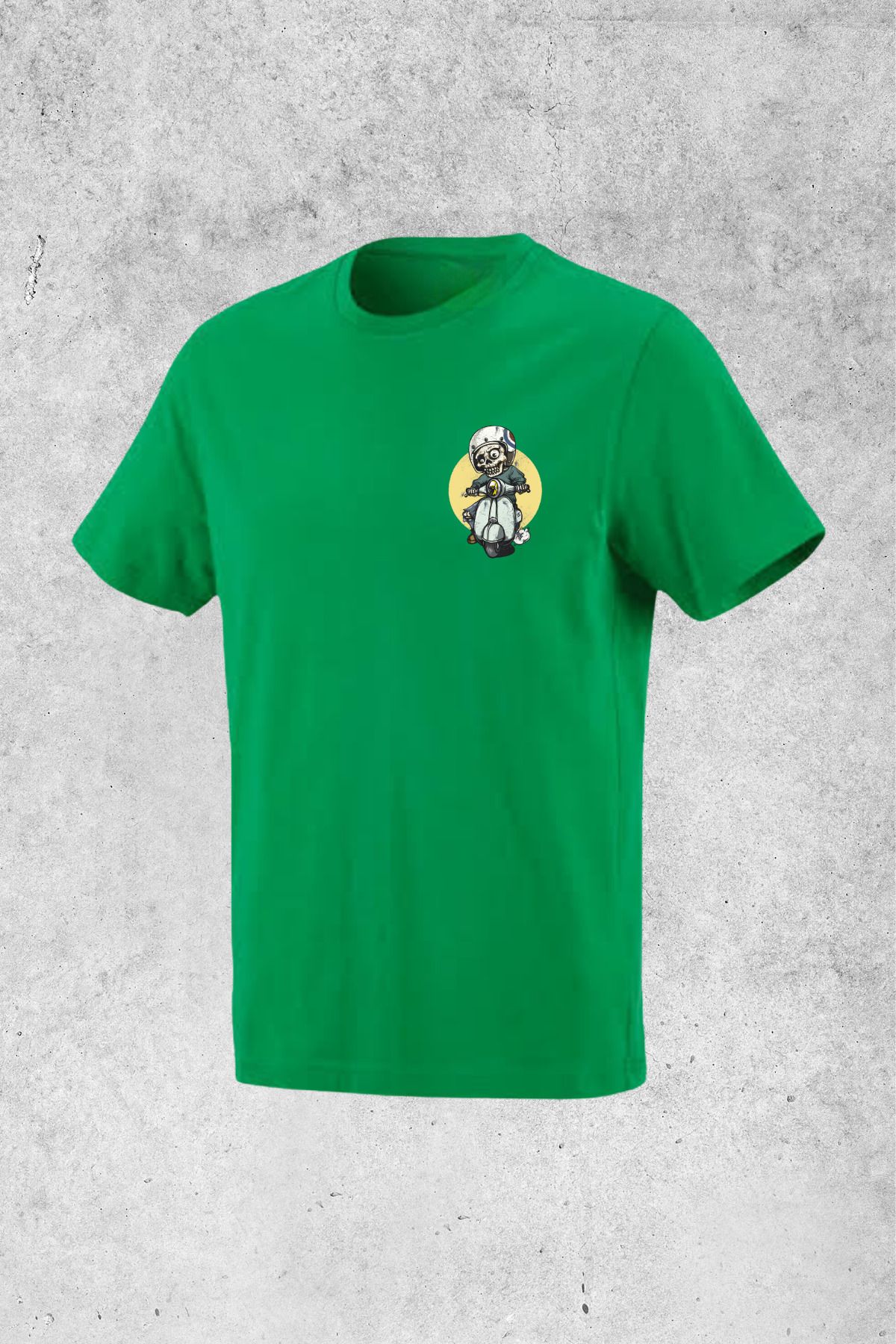 MOLICO basic unisex sıfır yaka kısa kollu MOTORCU KURT KAFA BASKILI Tshirt