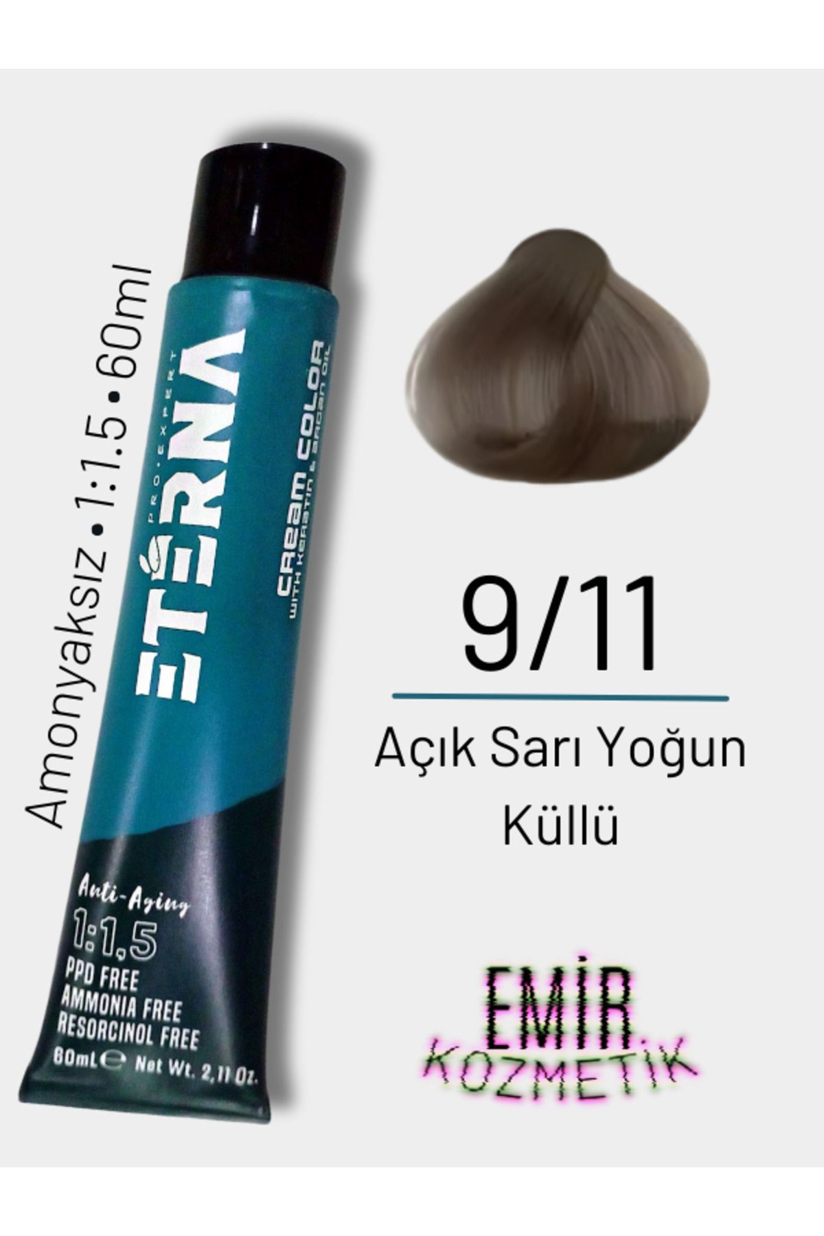 ETERNA Amonyaksız Doğal Saç Boyası - 9/11 Açık Sarı Yoğun Küllü