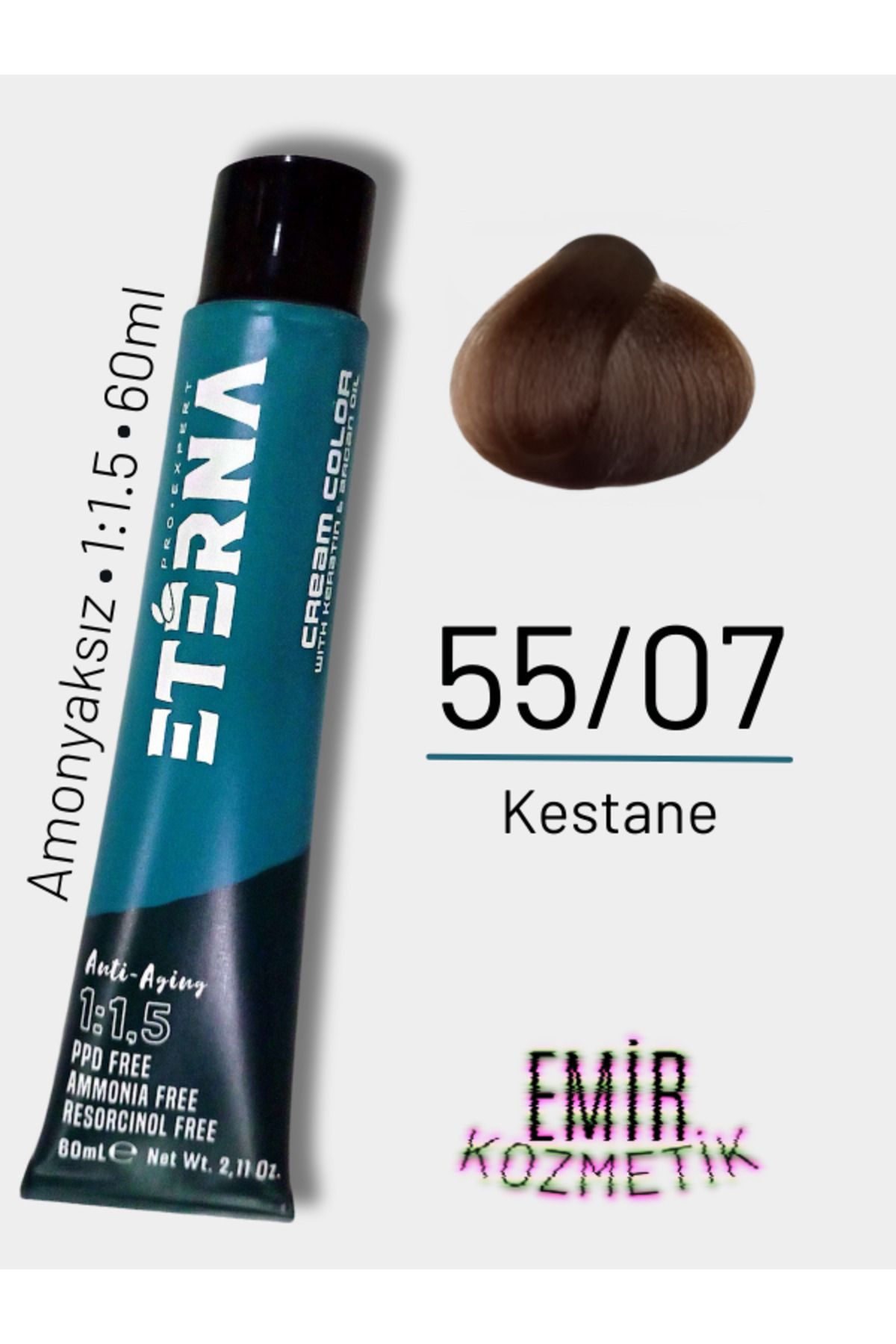 ETERNA Amonyaksız Doğal Saç Boyası - 55/07 Kestane