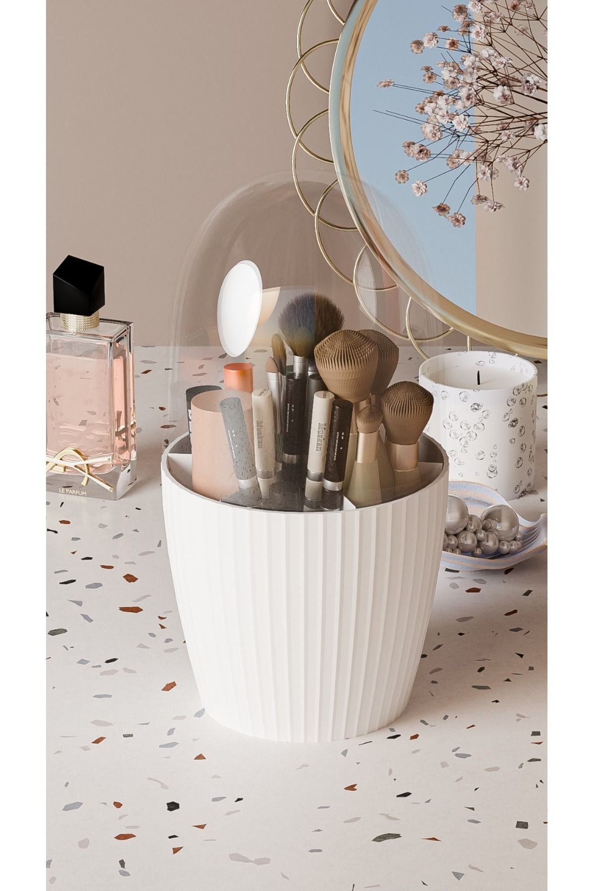 Gardino Deluxe Makyaj Fırçası Ve Kozmetik Düzenleyici Şeffaf Kapaklı Hijyenik Organizer