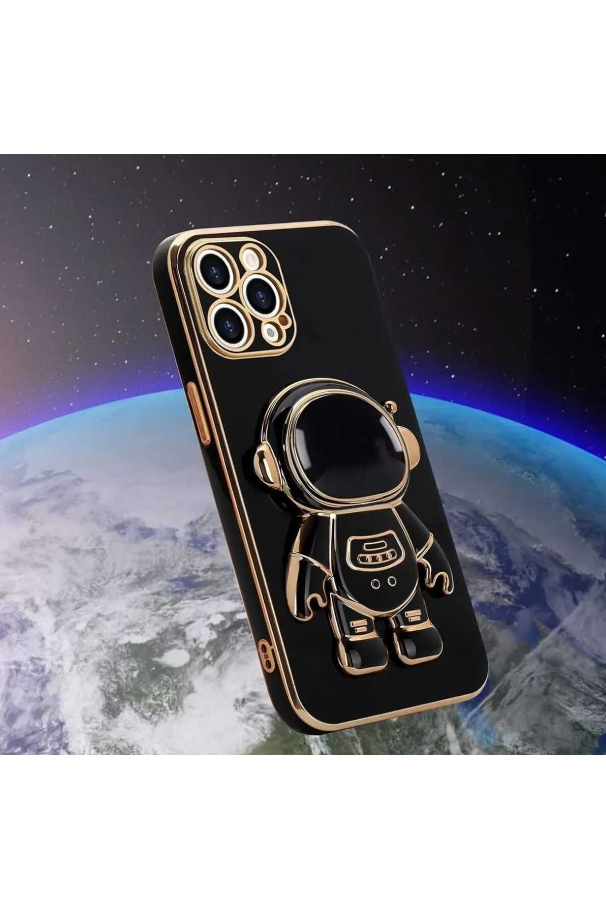 lawrenceshop 2 Adet Sevimli Siyah Mor Astronot Standı Yapışkanlı Telefon Tutucu Telefon Kılıfına Yapıştırılır