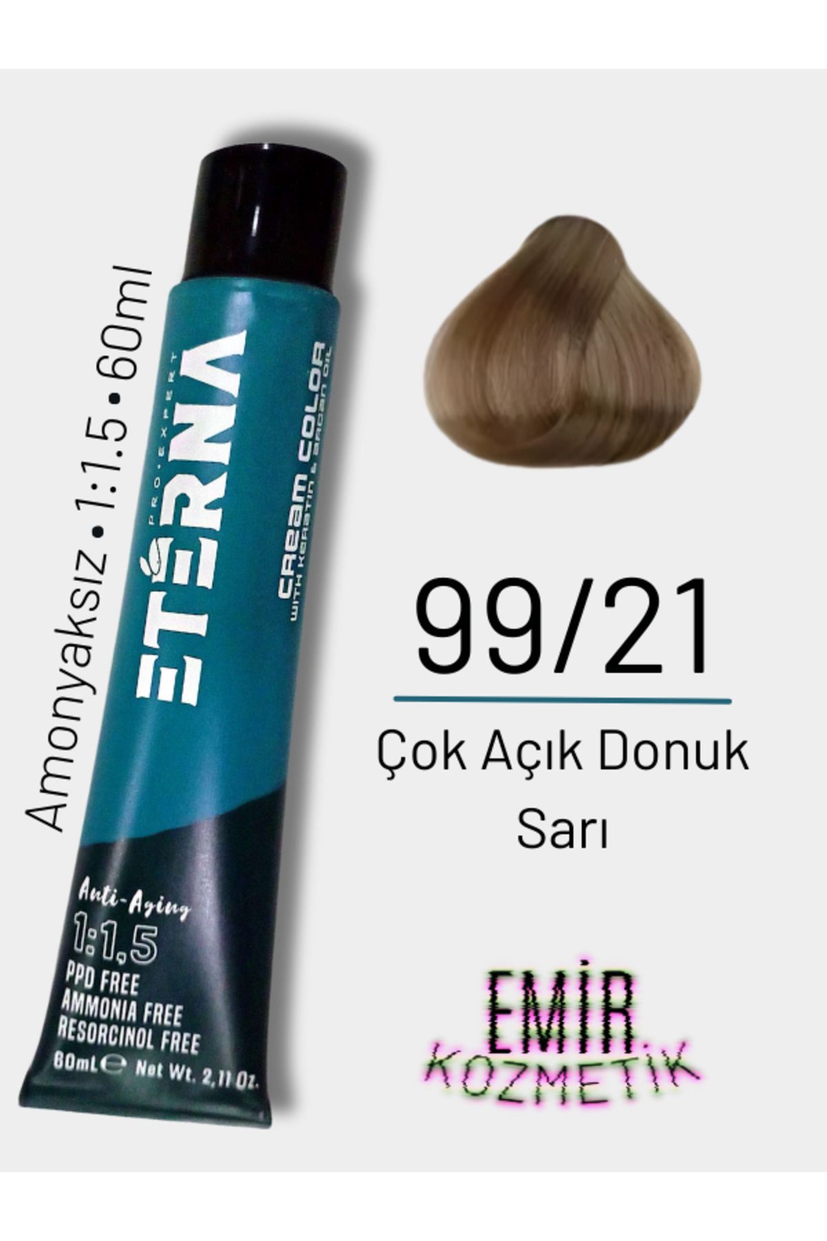 ETERNA Amonyaksız Doğal Saç Boyası - 99/21 Çok Açık Donuk Sarı
